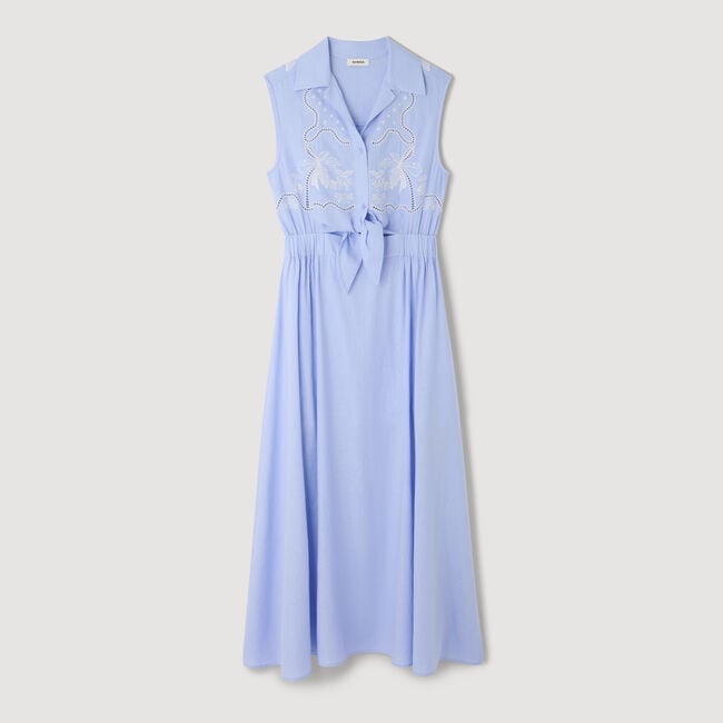 Vestido largo de lino bordado