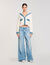 Cárdigan con detalles denim