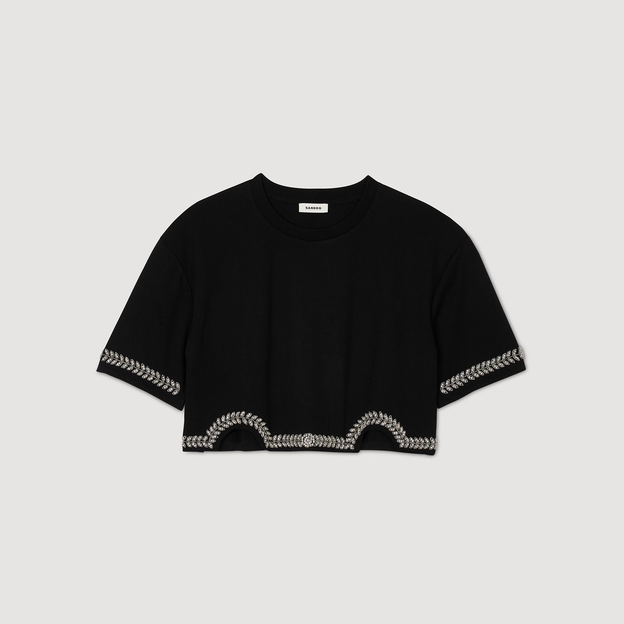 Camiseta corta con strass