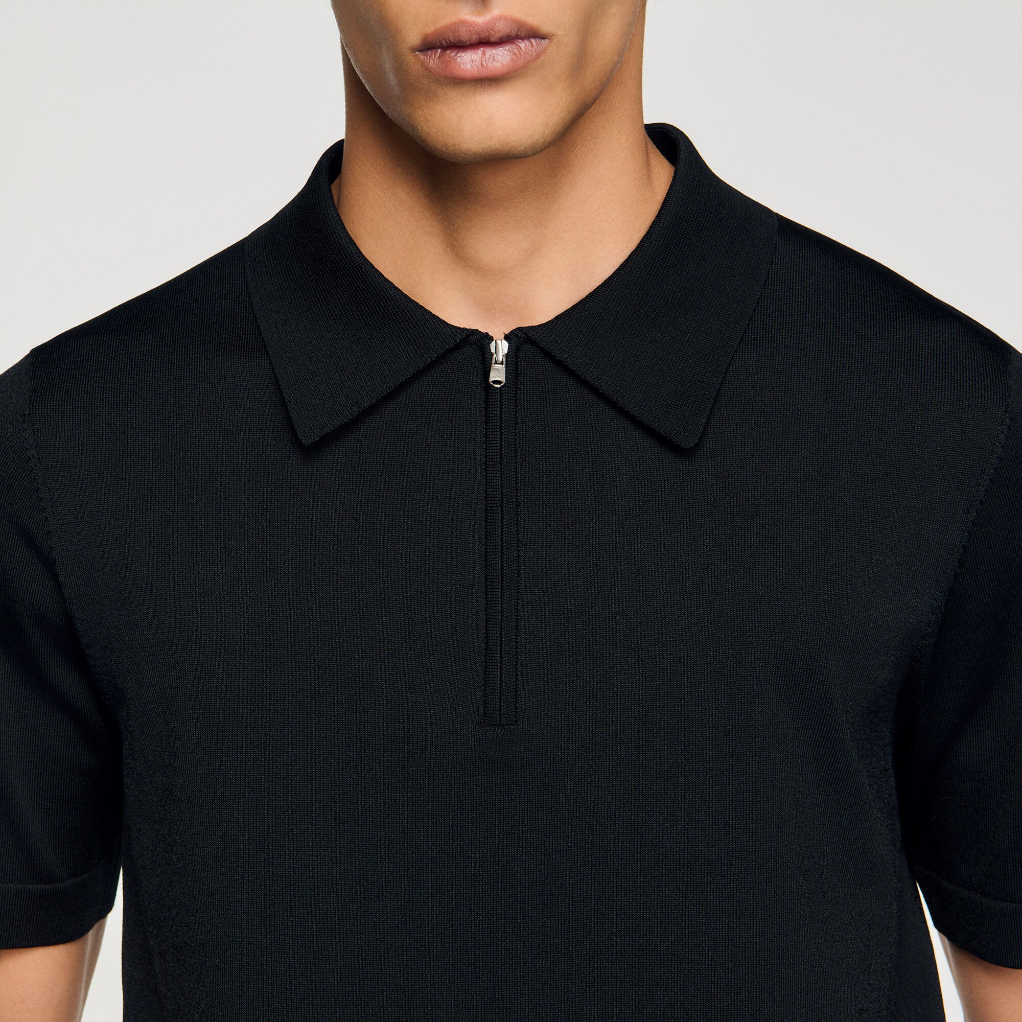Polo de punto con cuello con cremallera