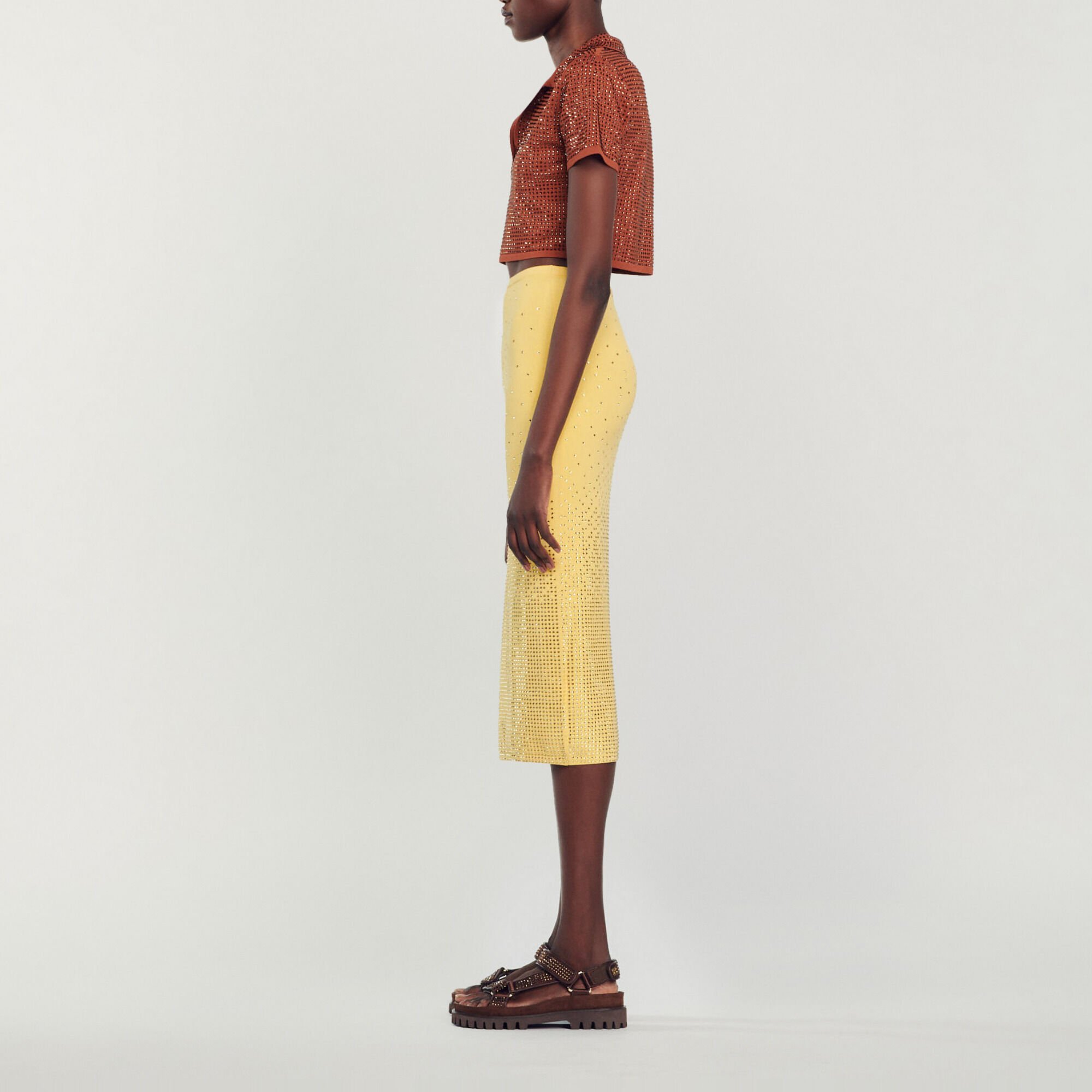 Falda midi sublimada con strass