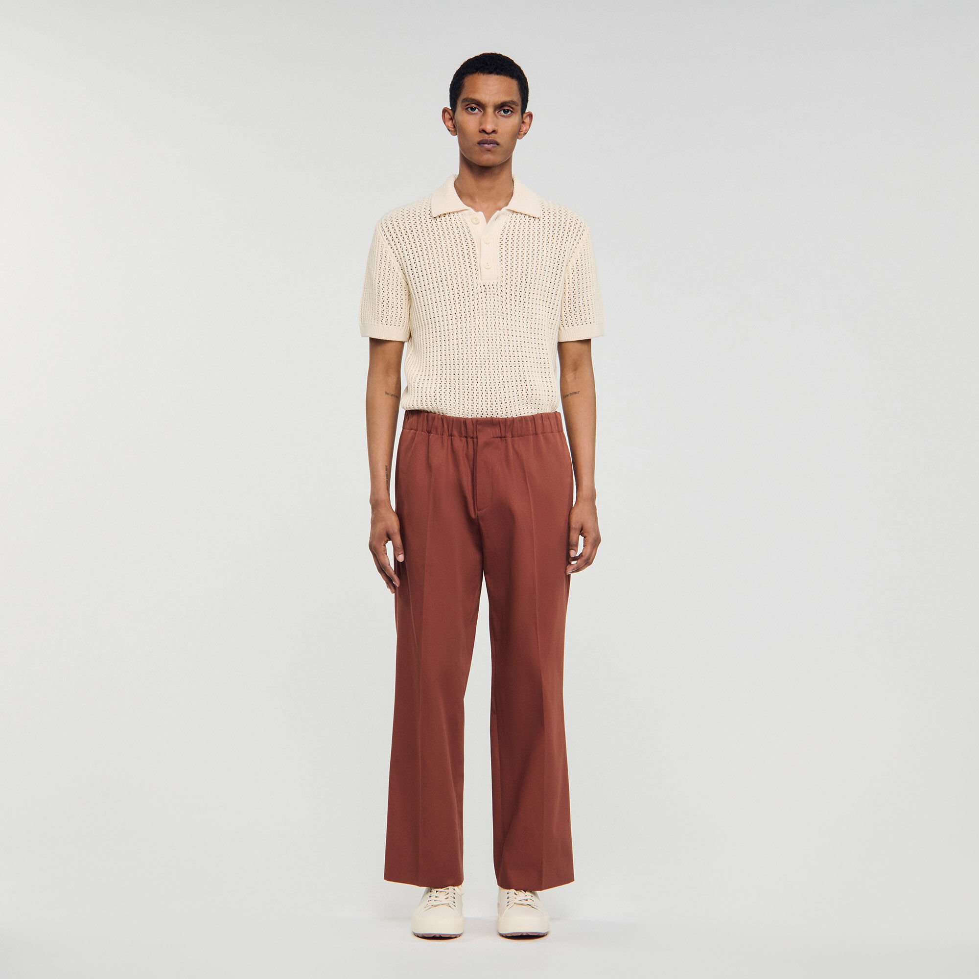 Pantalón ancho de algodón elástico