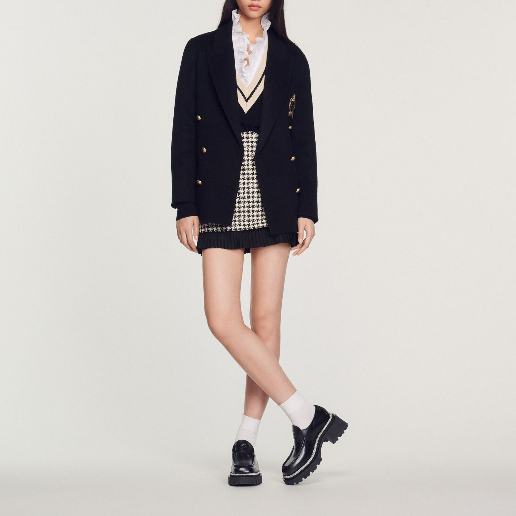 Jersey con cuello en V en contraste