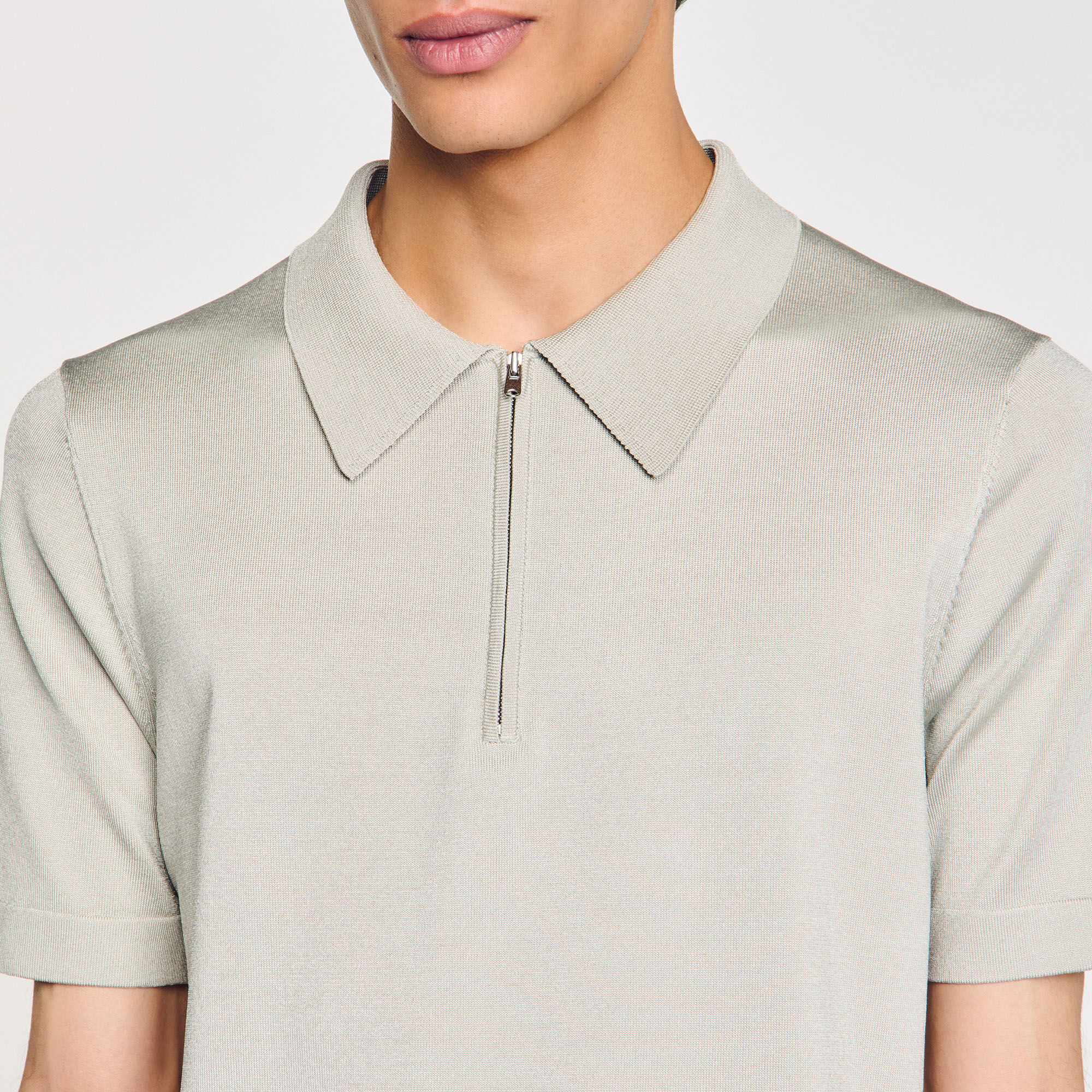 Polo de punto con cuello con cremallera
