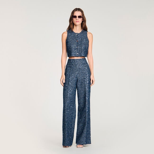 Top corto con lentejuelas