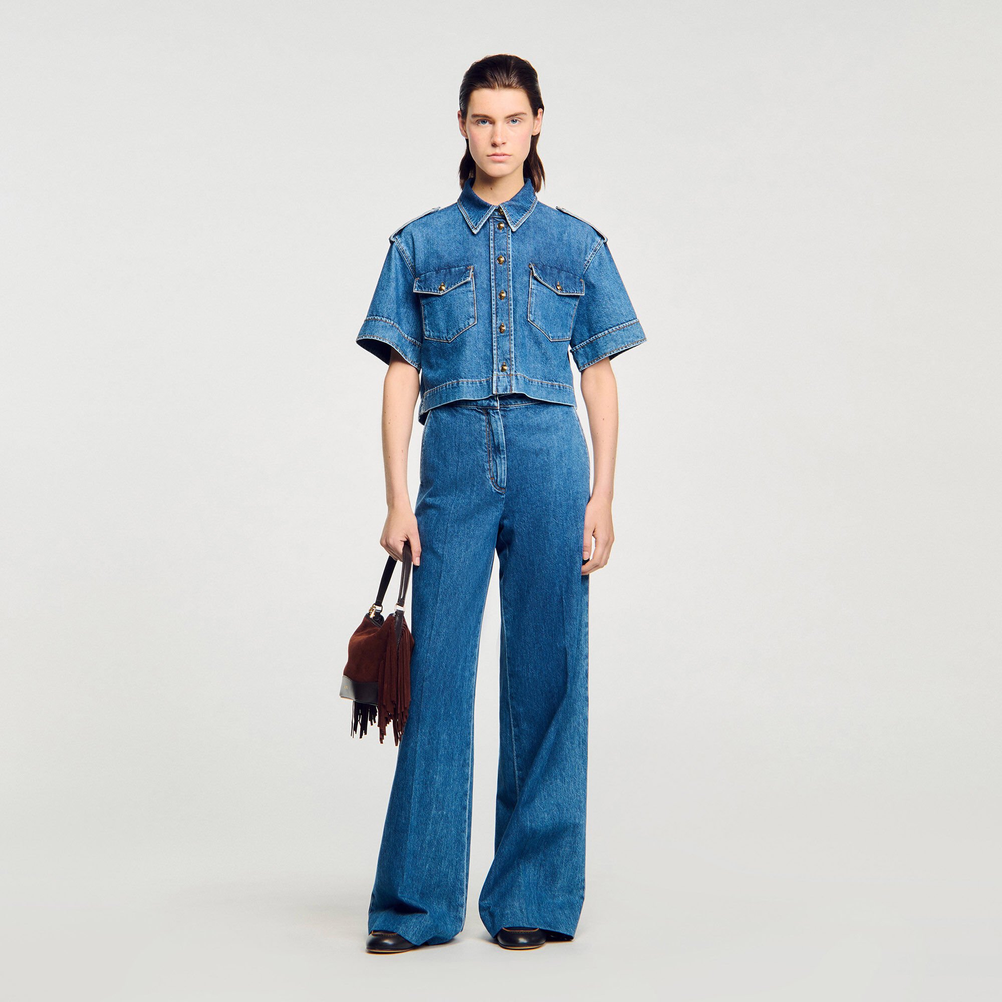 Camisa corta de denim