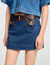 Falda corta de denim y cuero