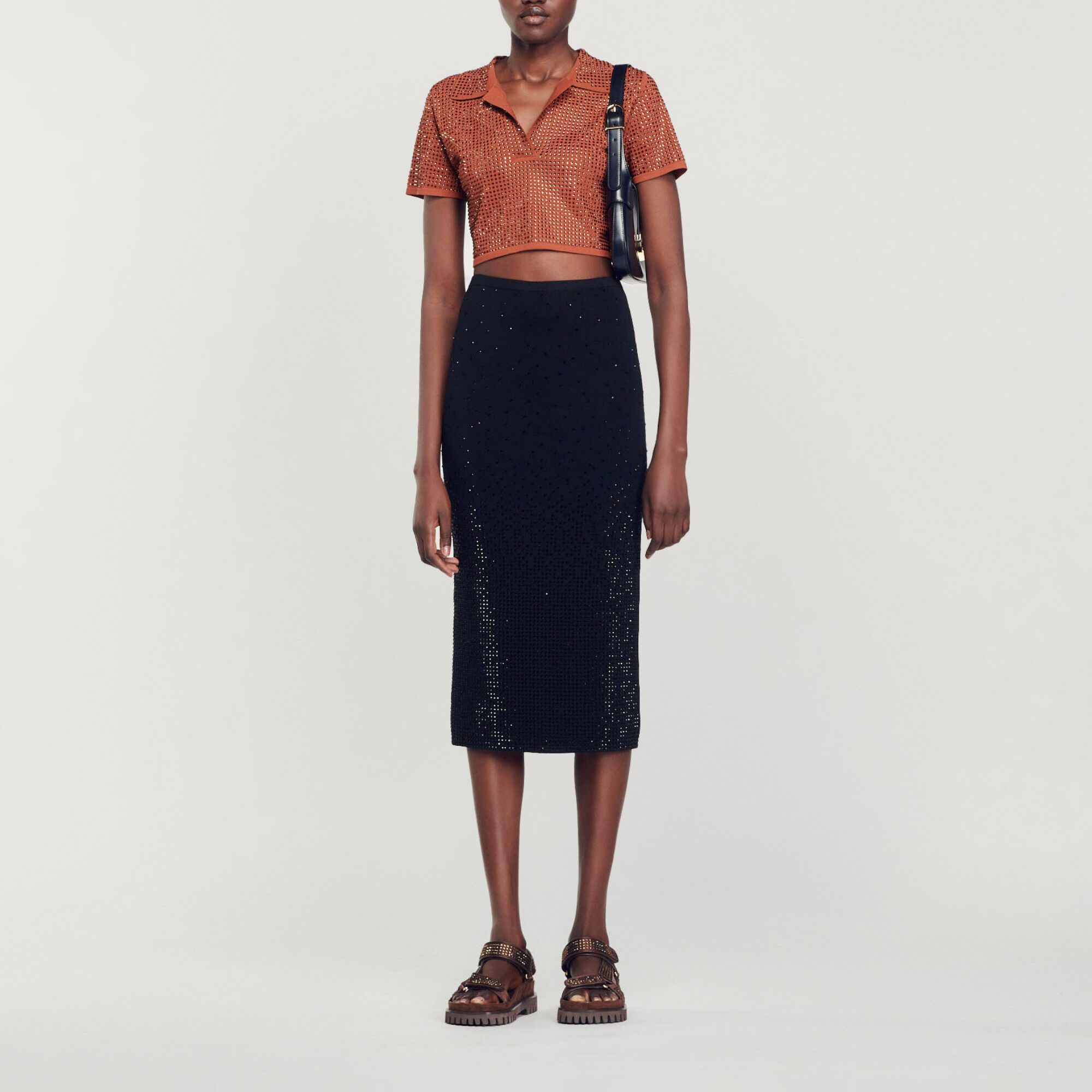 Falda midi sublimada con strass