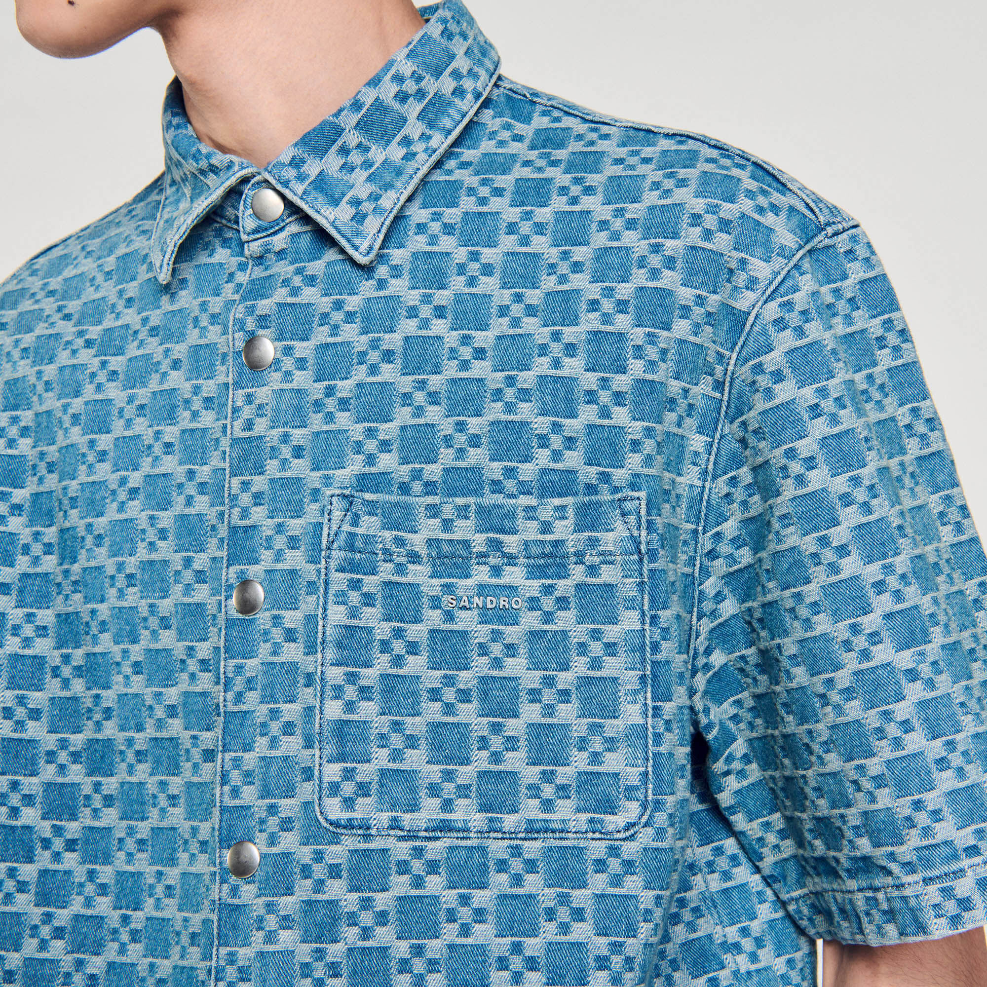 Camisa denim square cross