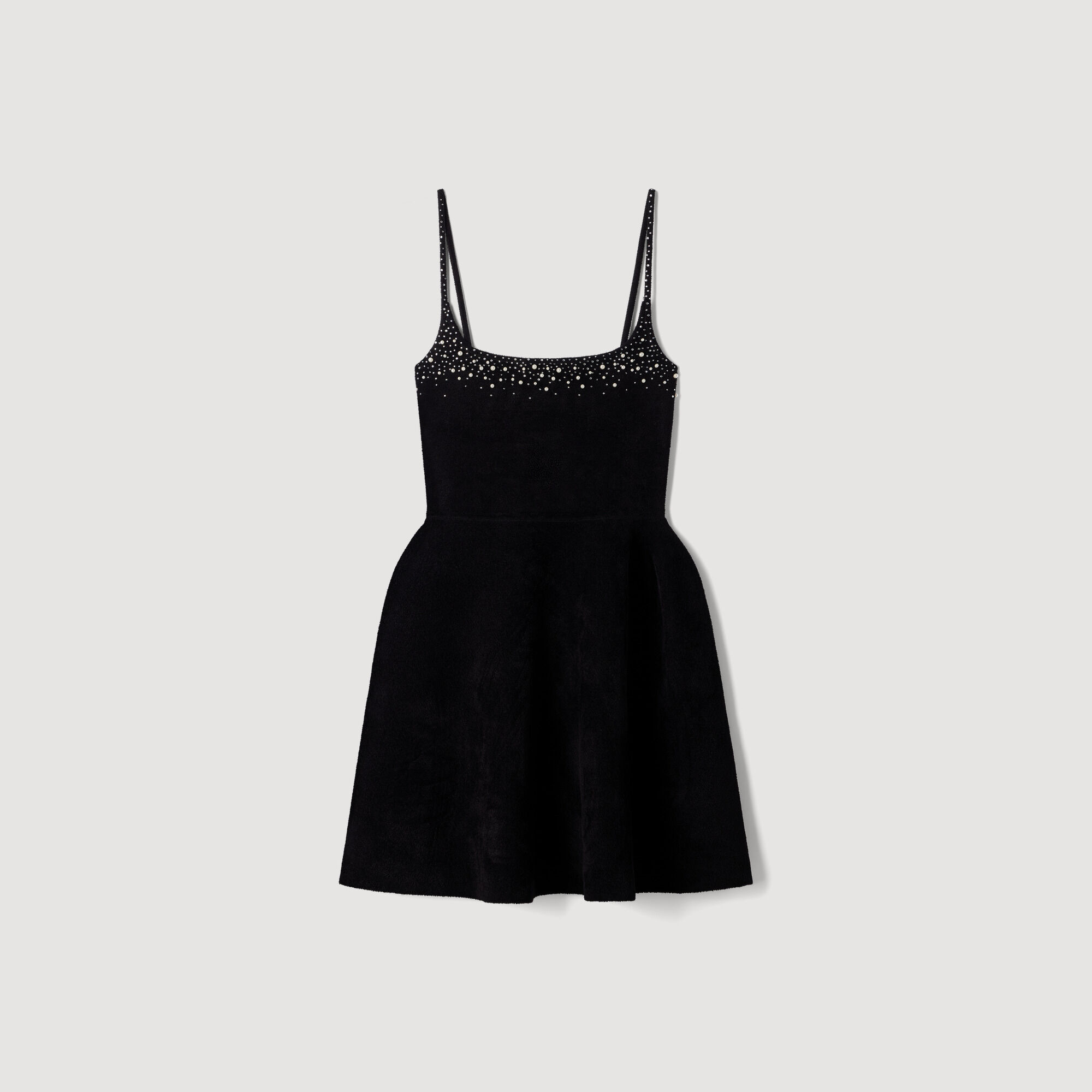 Vestido corto terciopelo con strass - Mujer | Sandro