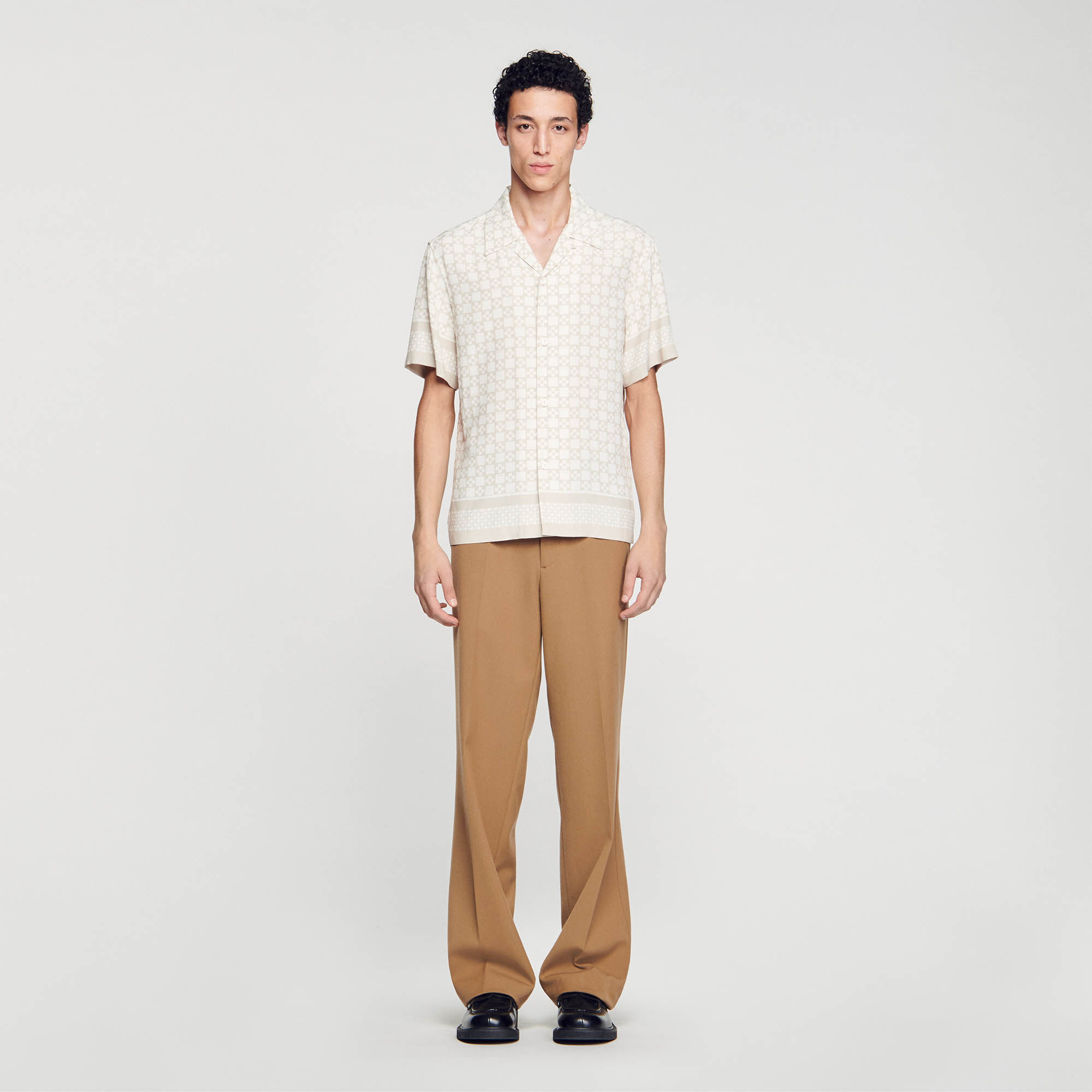 Camiseta de manga corta Square Cross beige para hombre Sandro Paris
