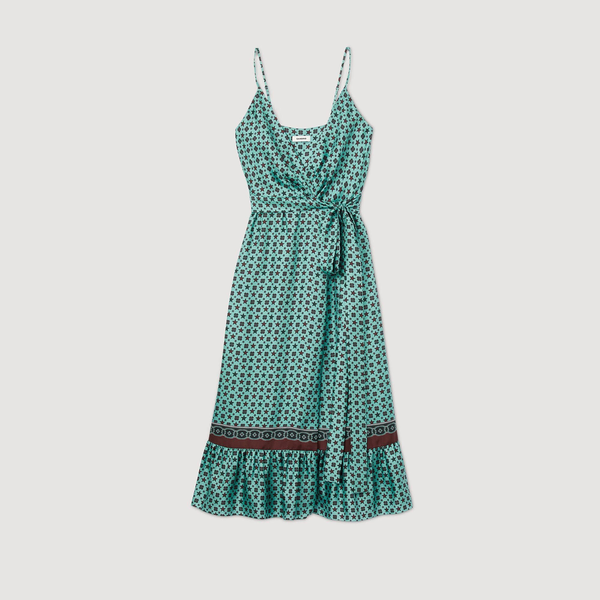 Vestido midi satinado estampado