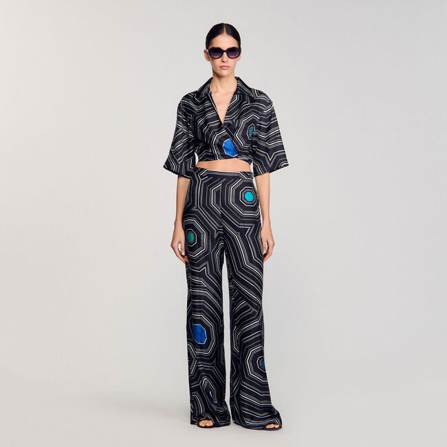 Pantalón de seda con espirales