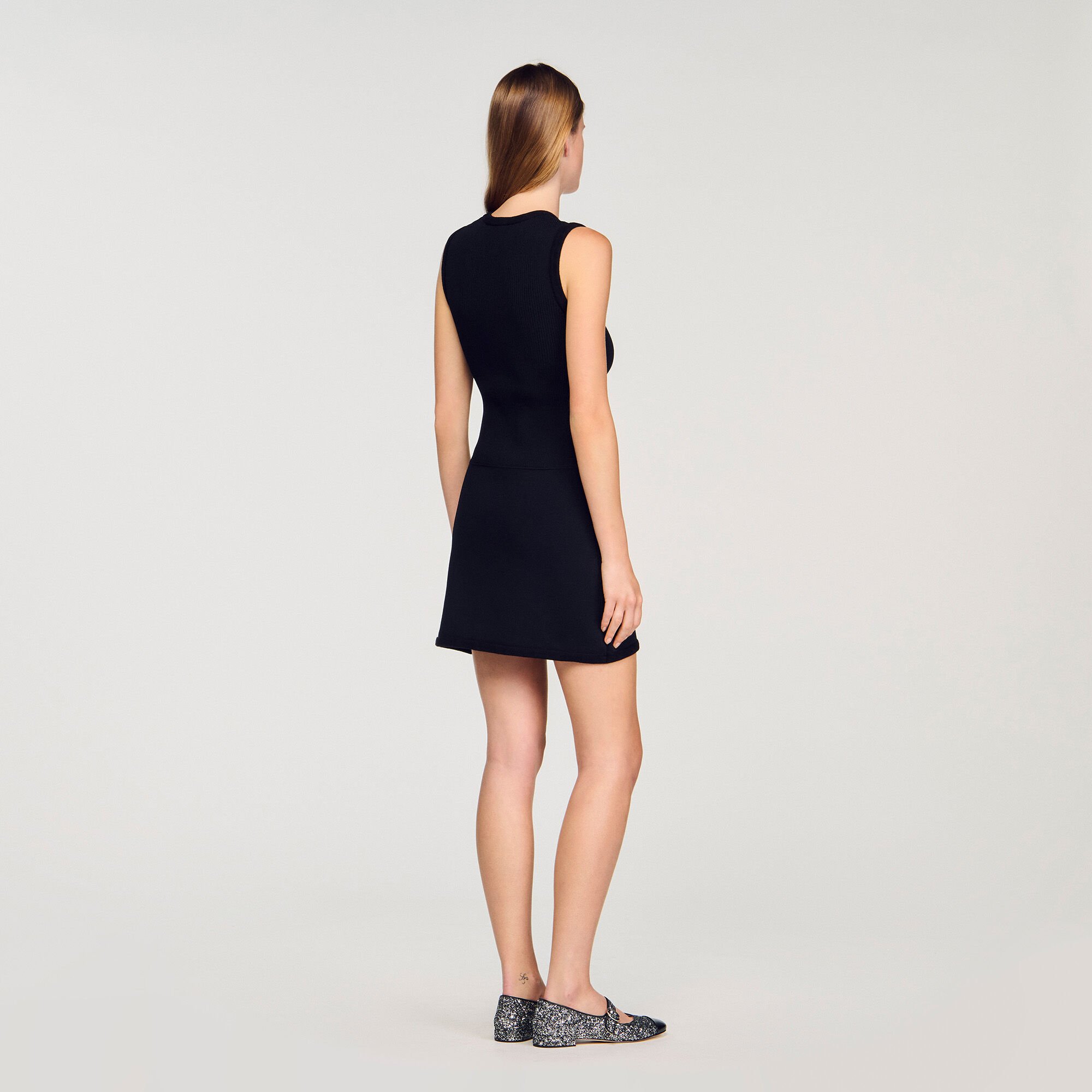 Vestido corto de punto canalé