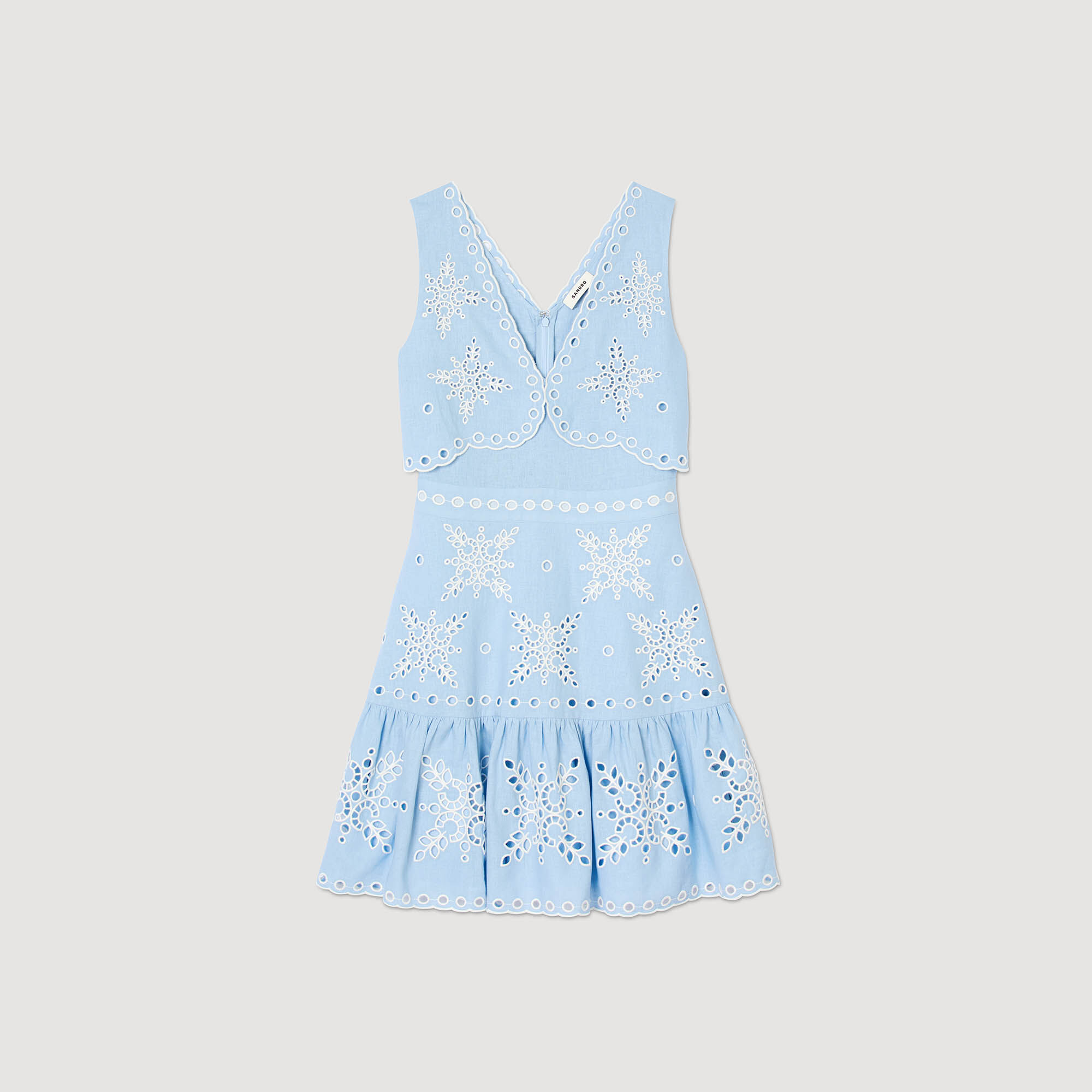 Vestido corto con bordado ingl&eacute;s