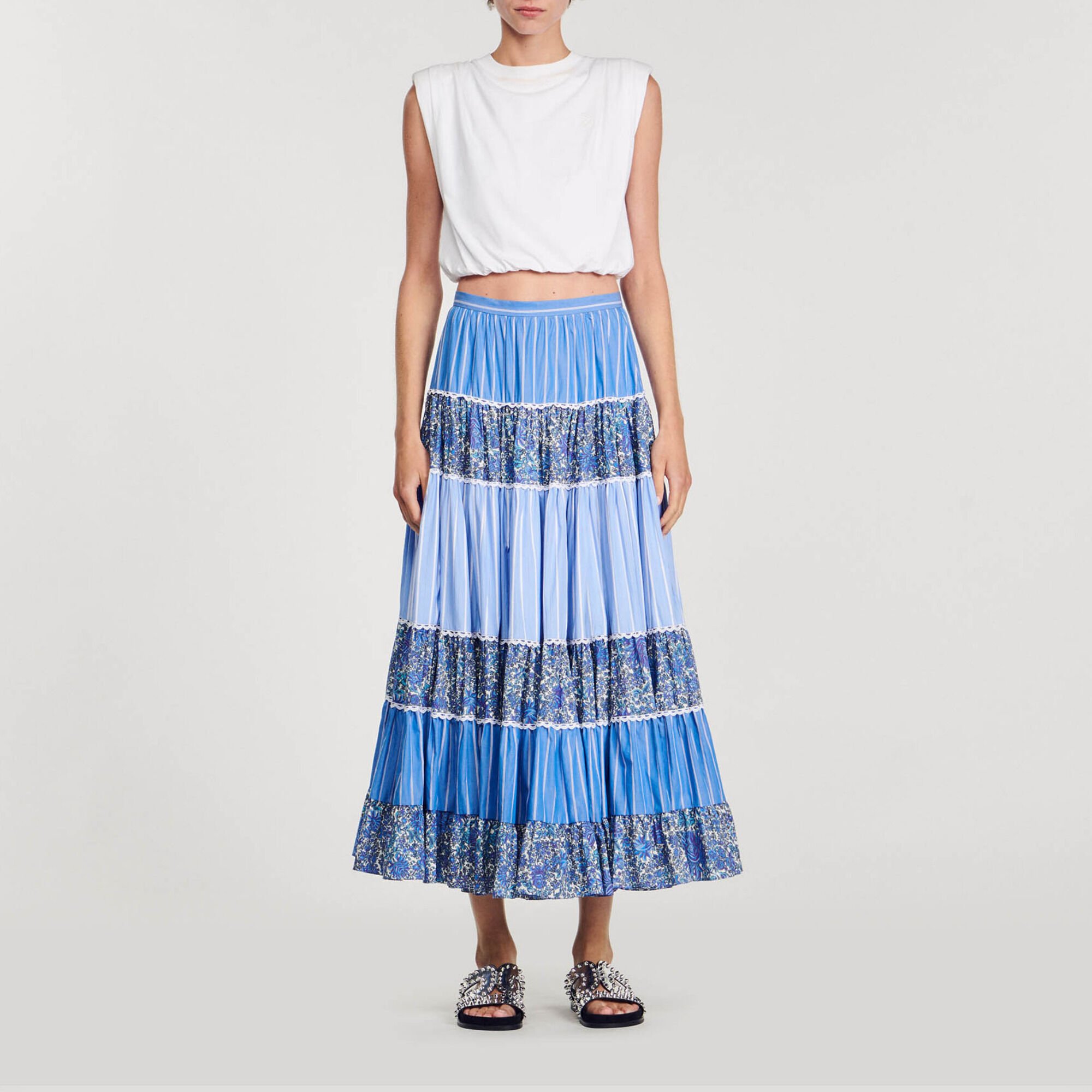 Falda larga patchwork