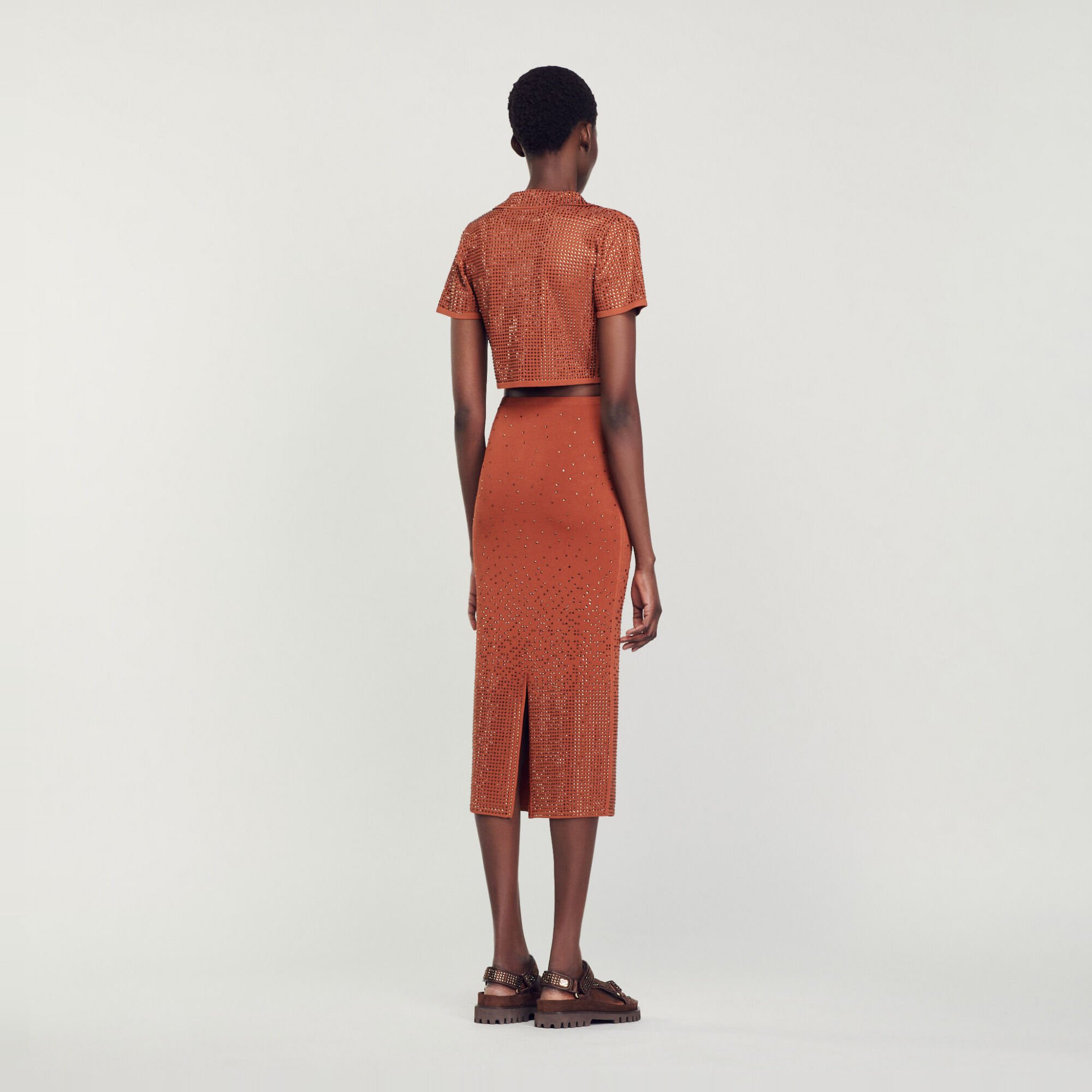 Falda midi sublimada con strass