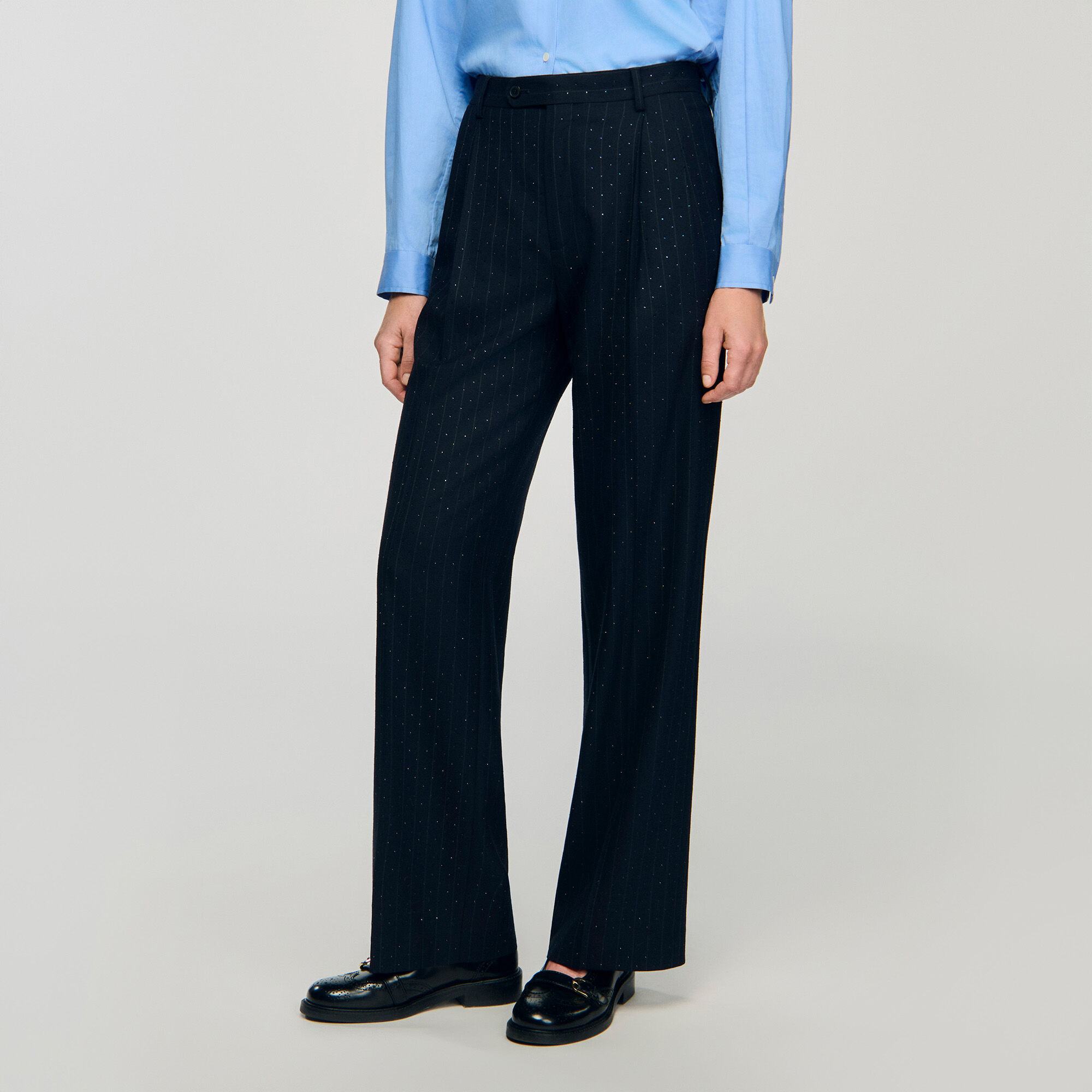 Pantalón a rayas con strass