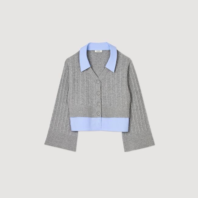 Cárdigan con cuello camisero desmontable