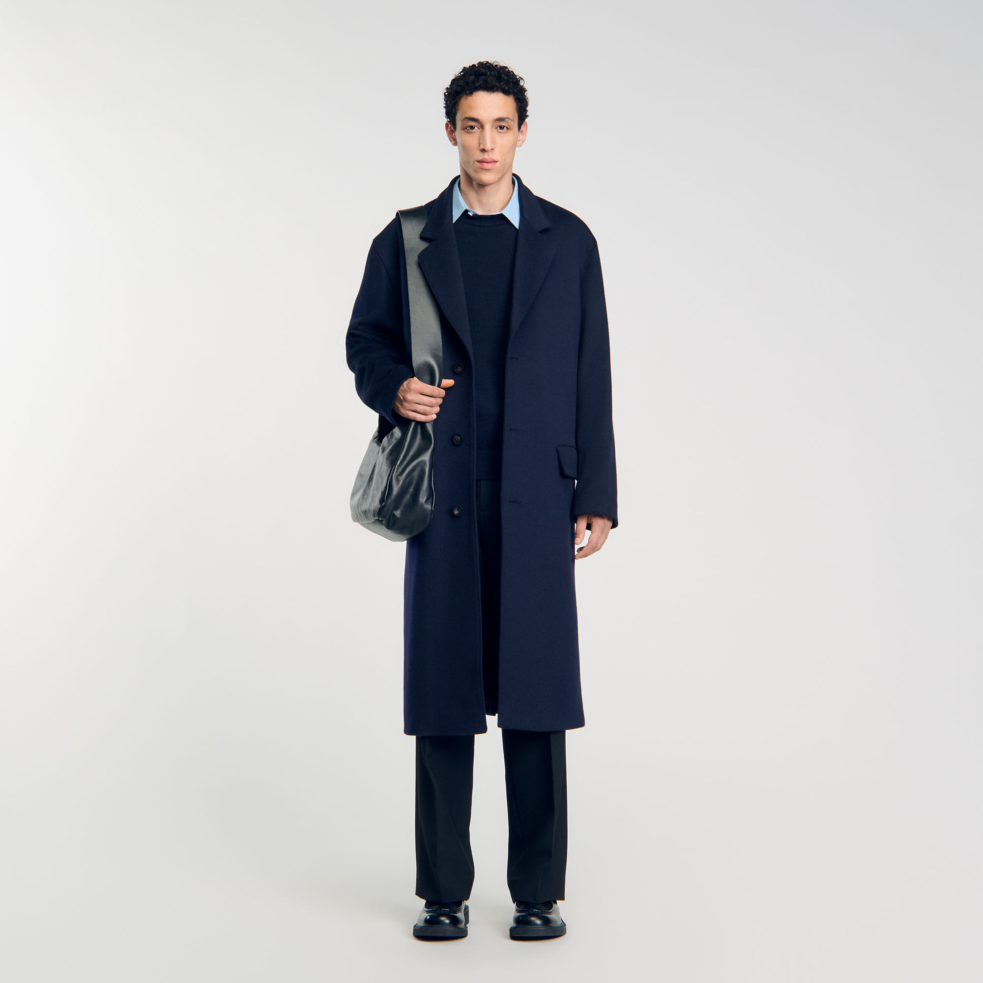 Abrigo oversize azul para hombre Sandro Paris