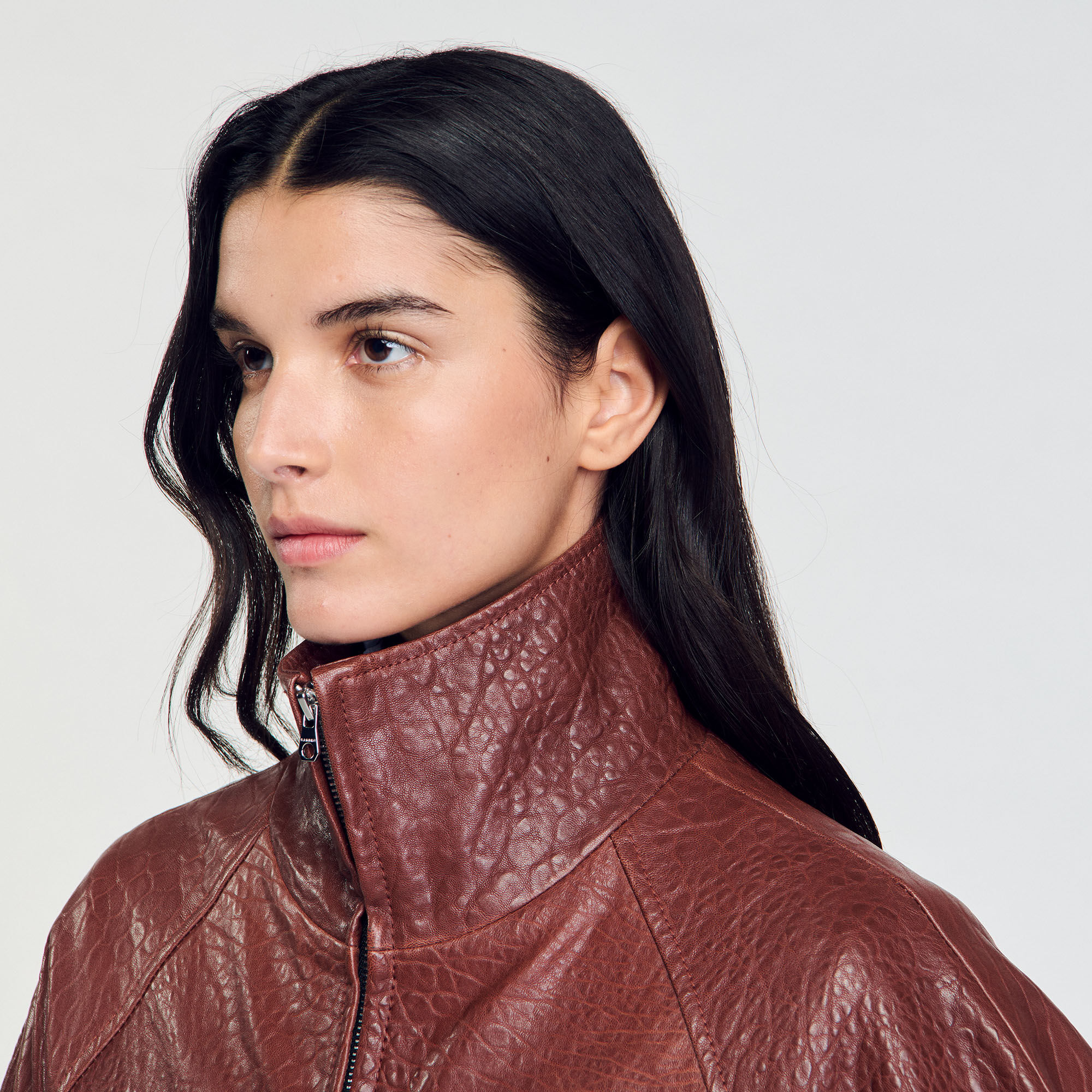 Cazadora de cuero oversize