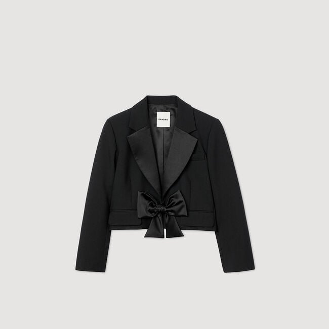 Chaqueta corta con lazo satinado