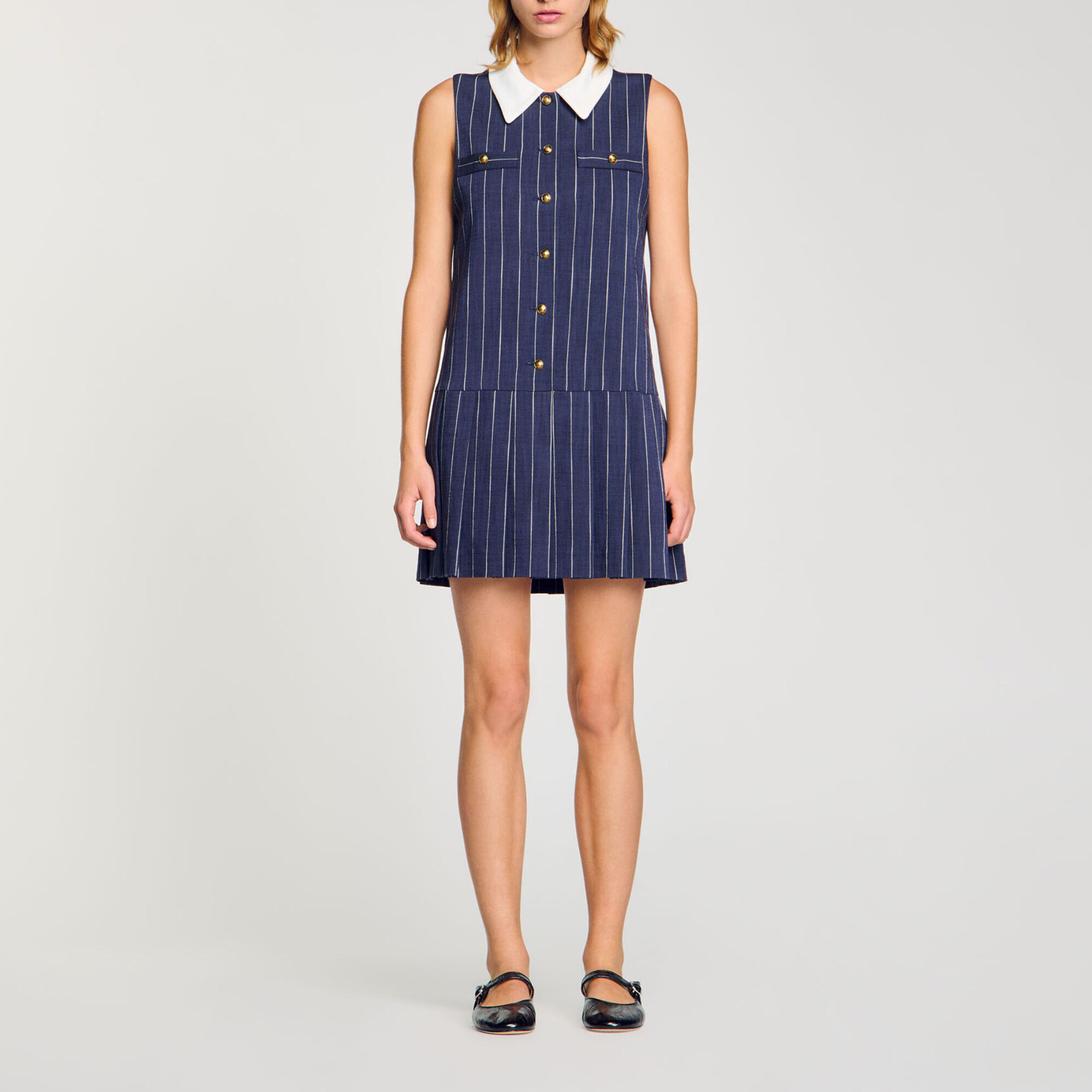 Vestido corto a rayas - Mujer | Sandro