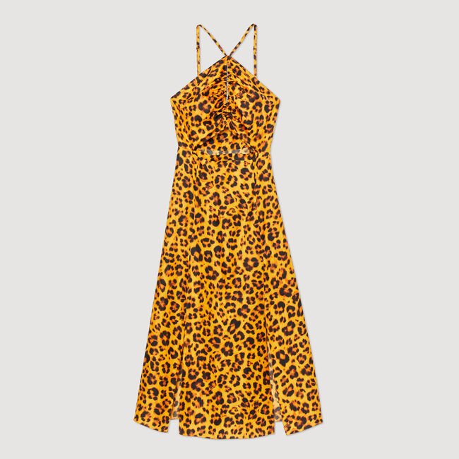 Vestido largo con estampado de leopardo