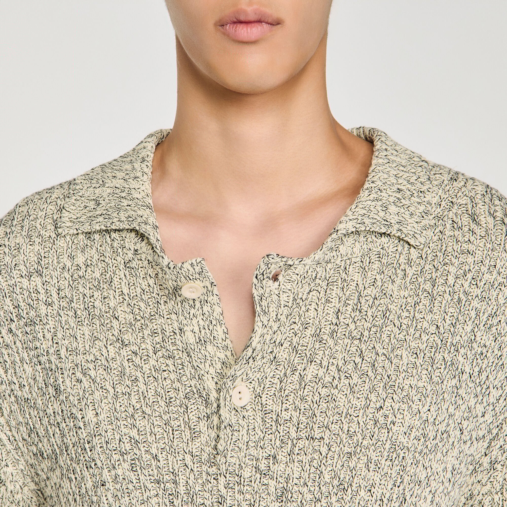 Polo de punto jaspeado de algod&oacute;n