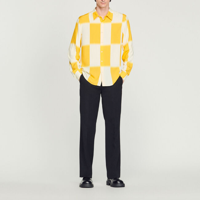 Camisa fluida con estampado de cuadros