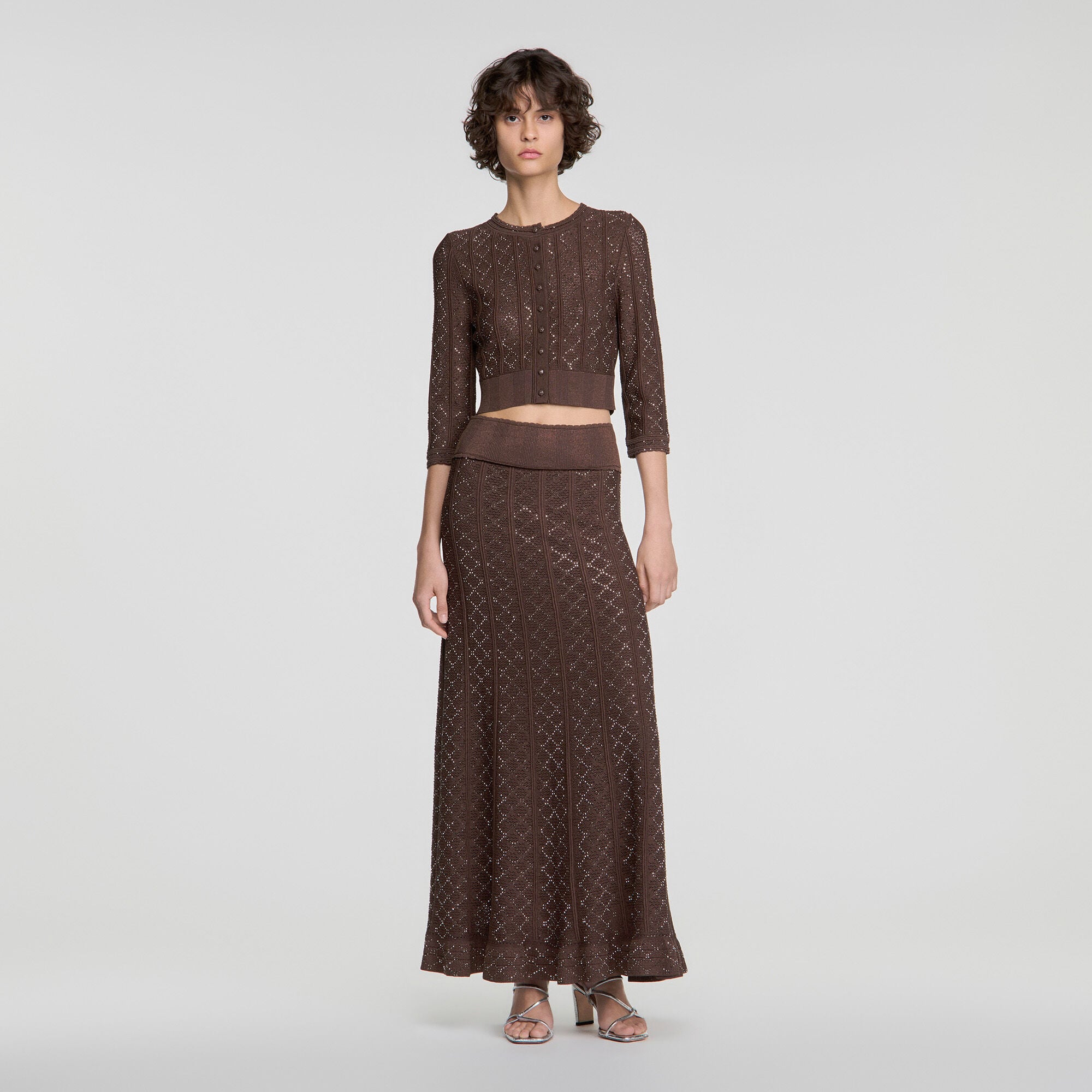 Falda larga de punto con strass - Mujer | Sandro
