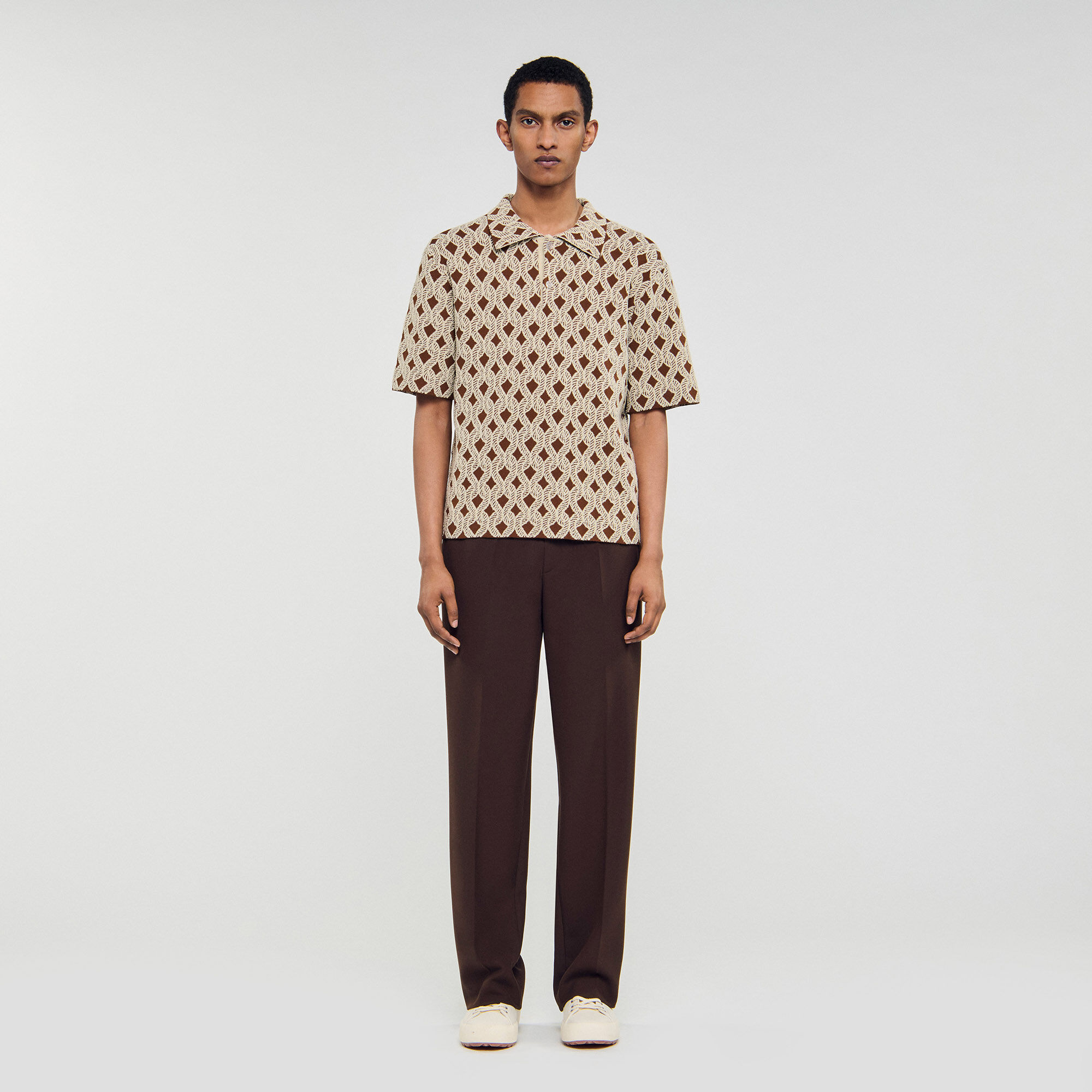 Camisa cárdigan de jacquard cuerda