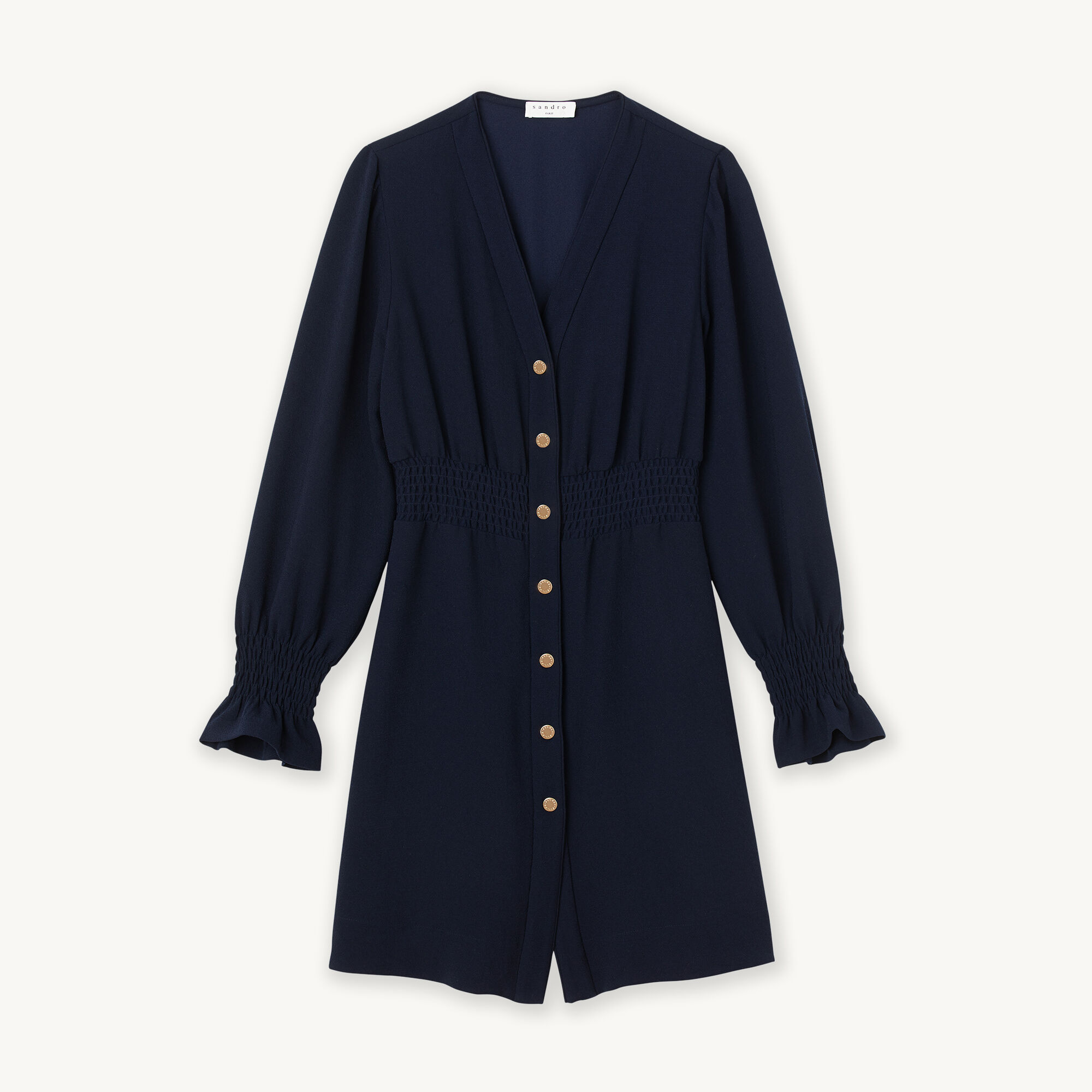 Vestido punto smock, autom. y cinturón