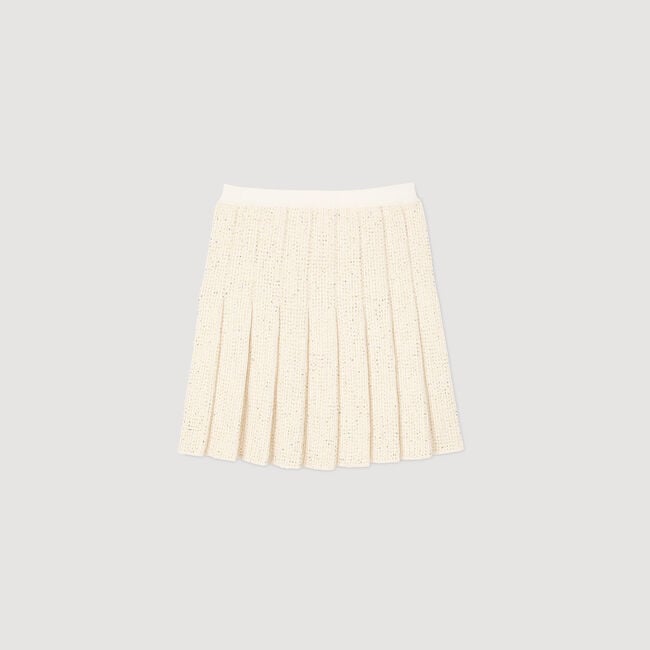 Falda corta plisada de tweed