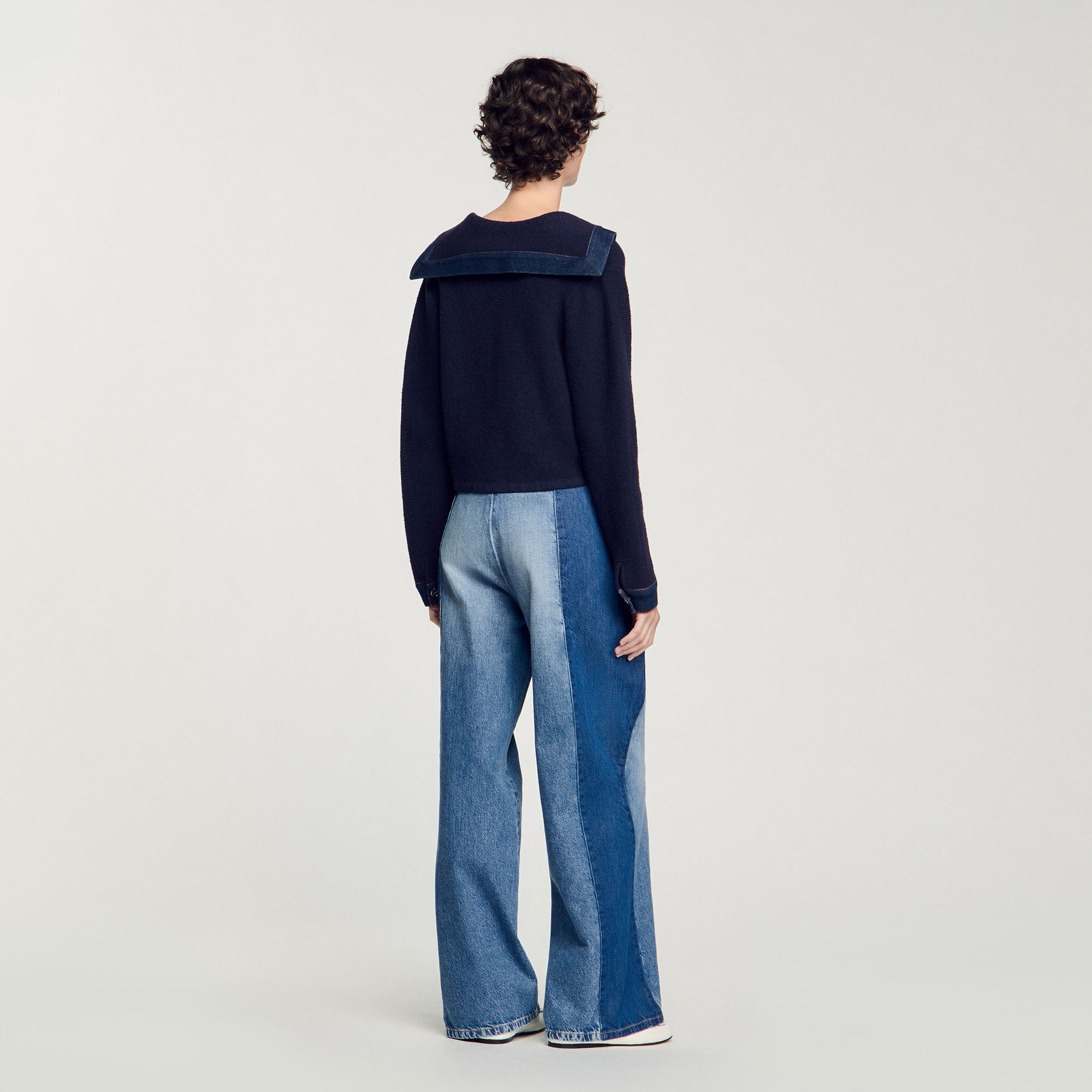 Cárdigan con detalles denim