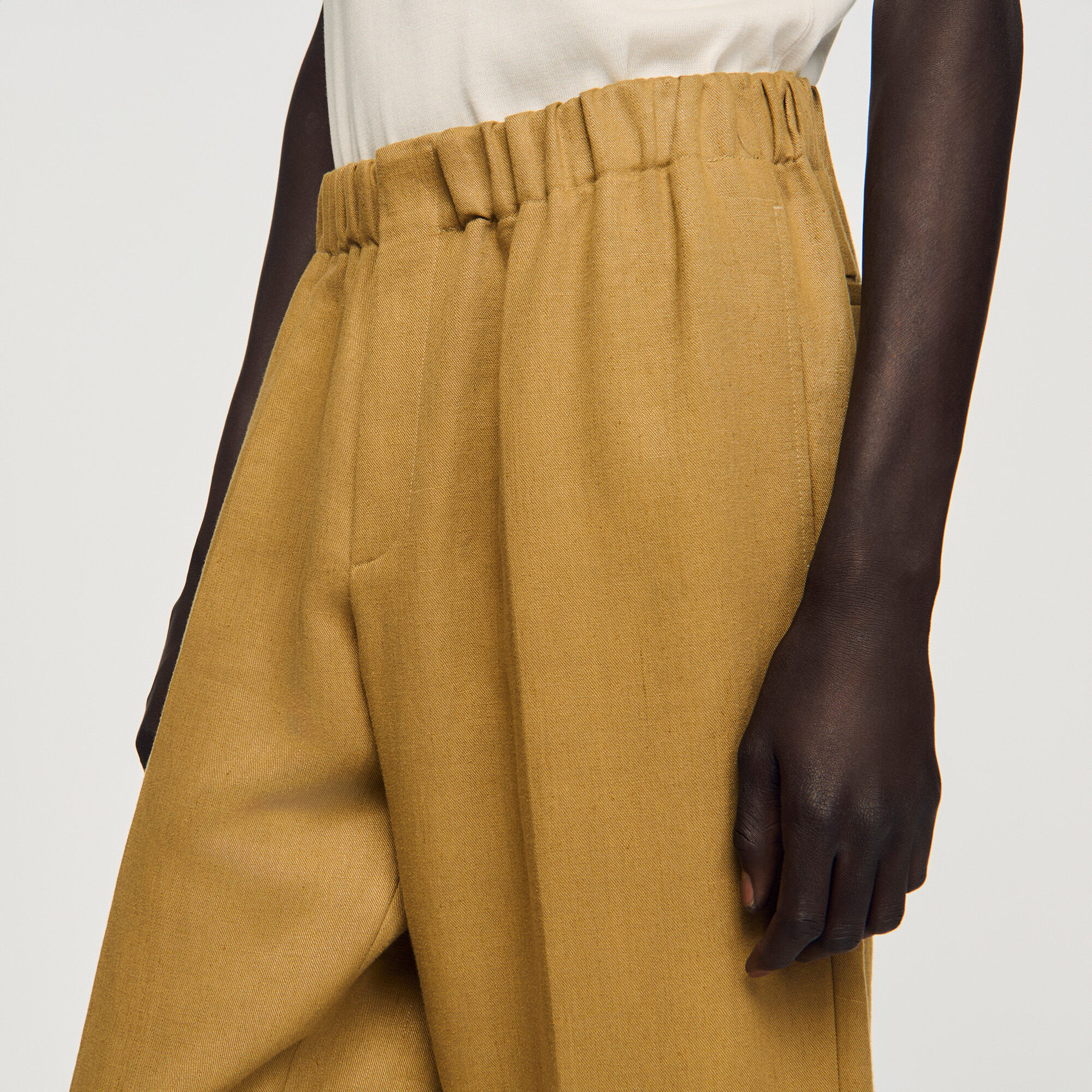 Pantal&oacute;n ancho de lino el&aacute;stico