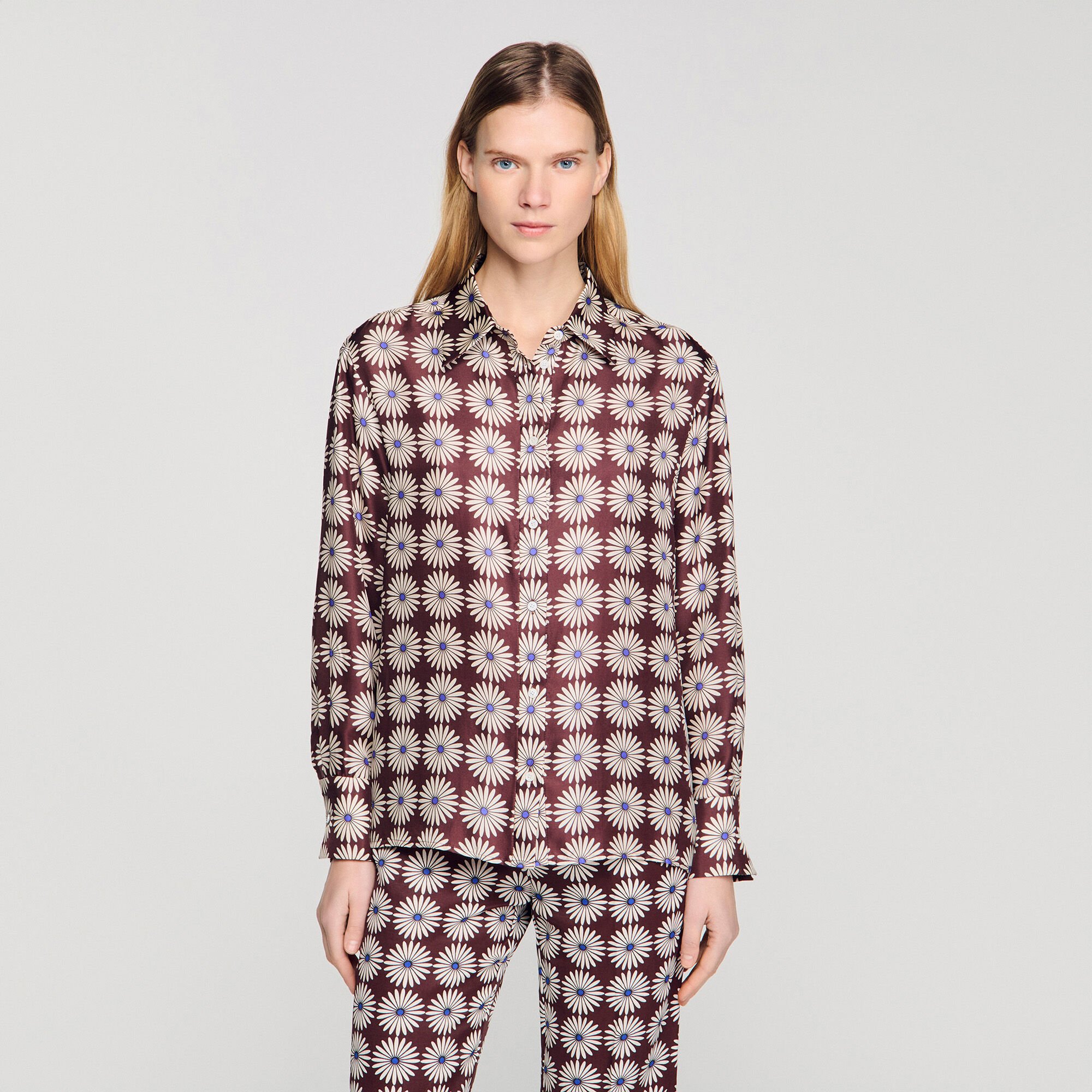Camisa de seda con estampado floral