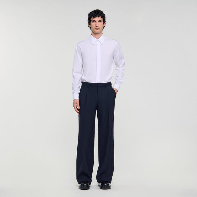 Pantalón ancho de traje de lana