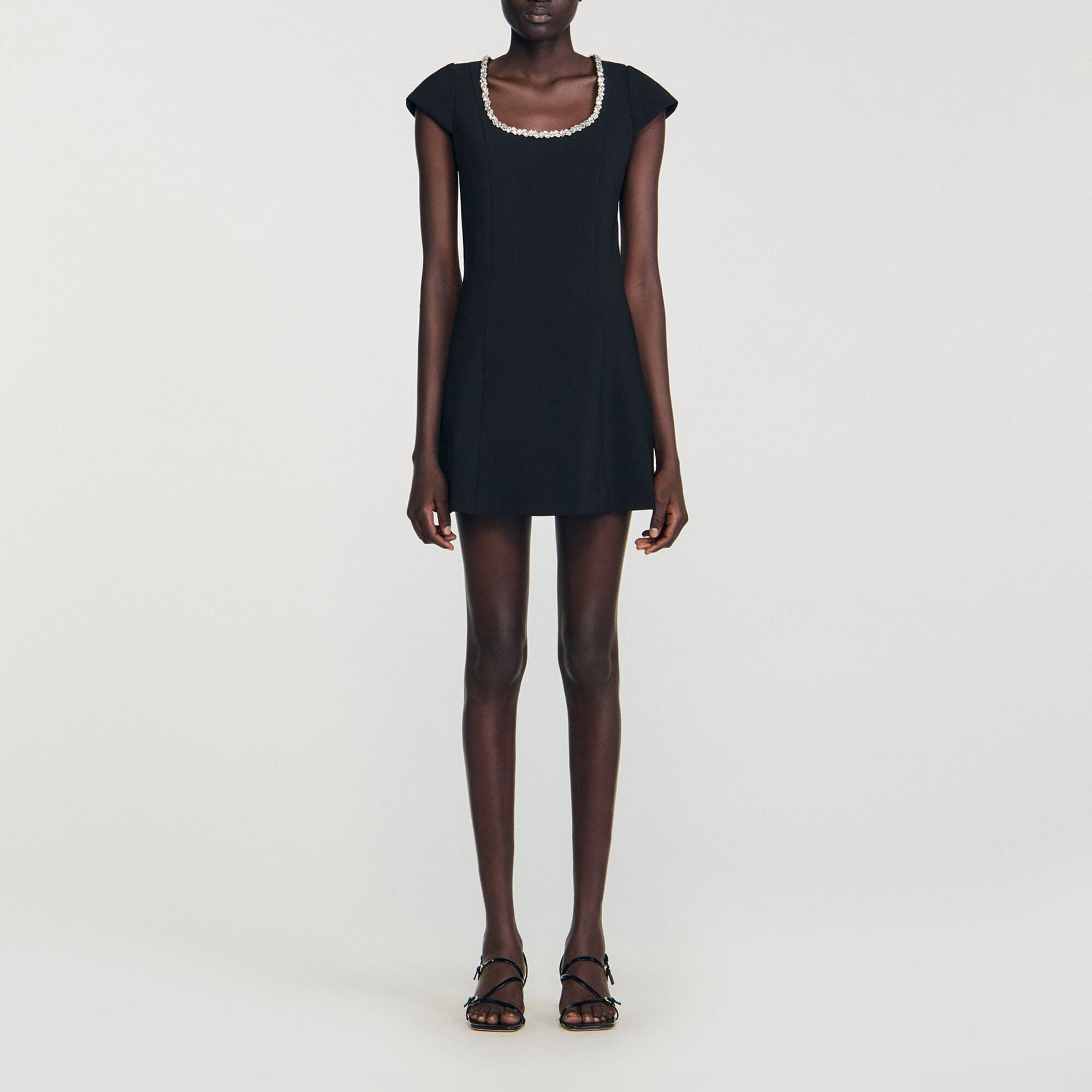 Vestido corto con cuello de strass - Mujer | Sandro