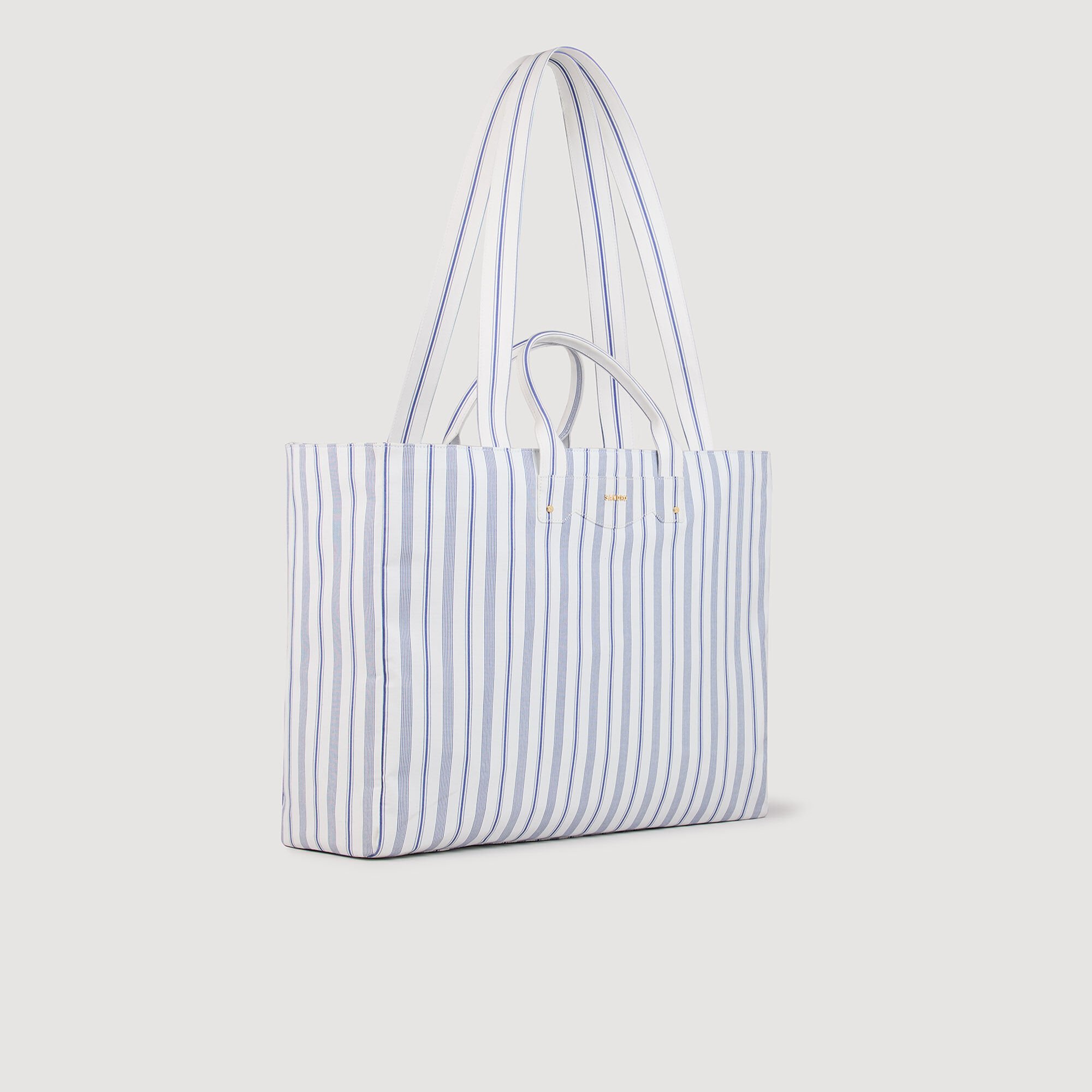 Bolso cabás de lona a rayas