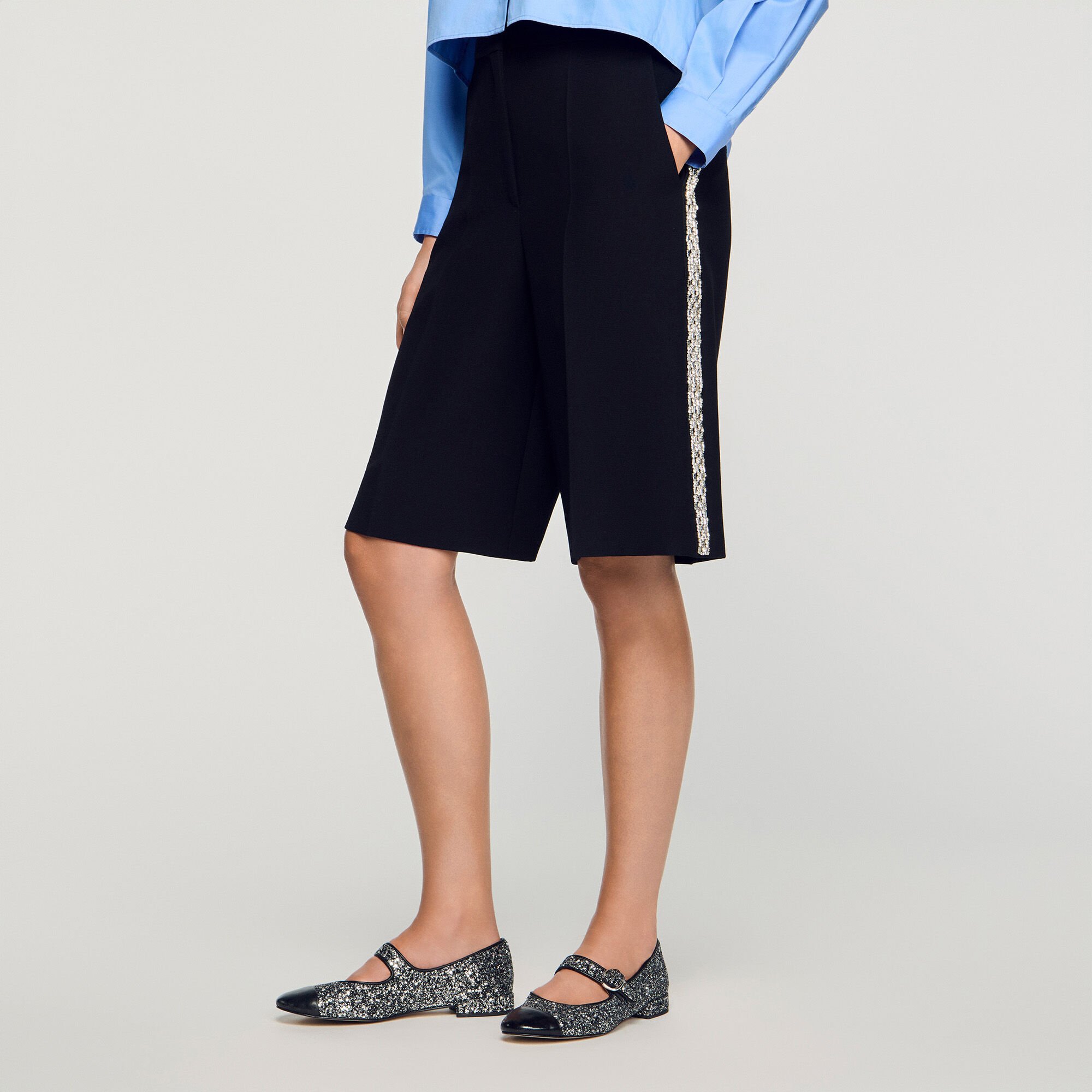 Bermudas rectas con banda strass