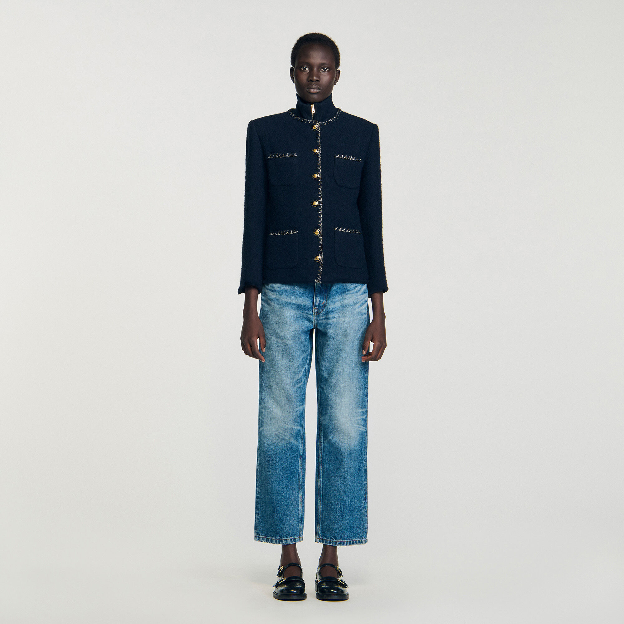 Chaqueta de tweed con galones