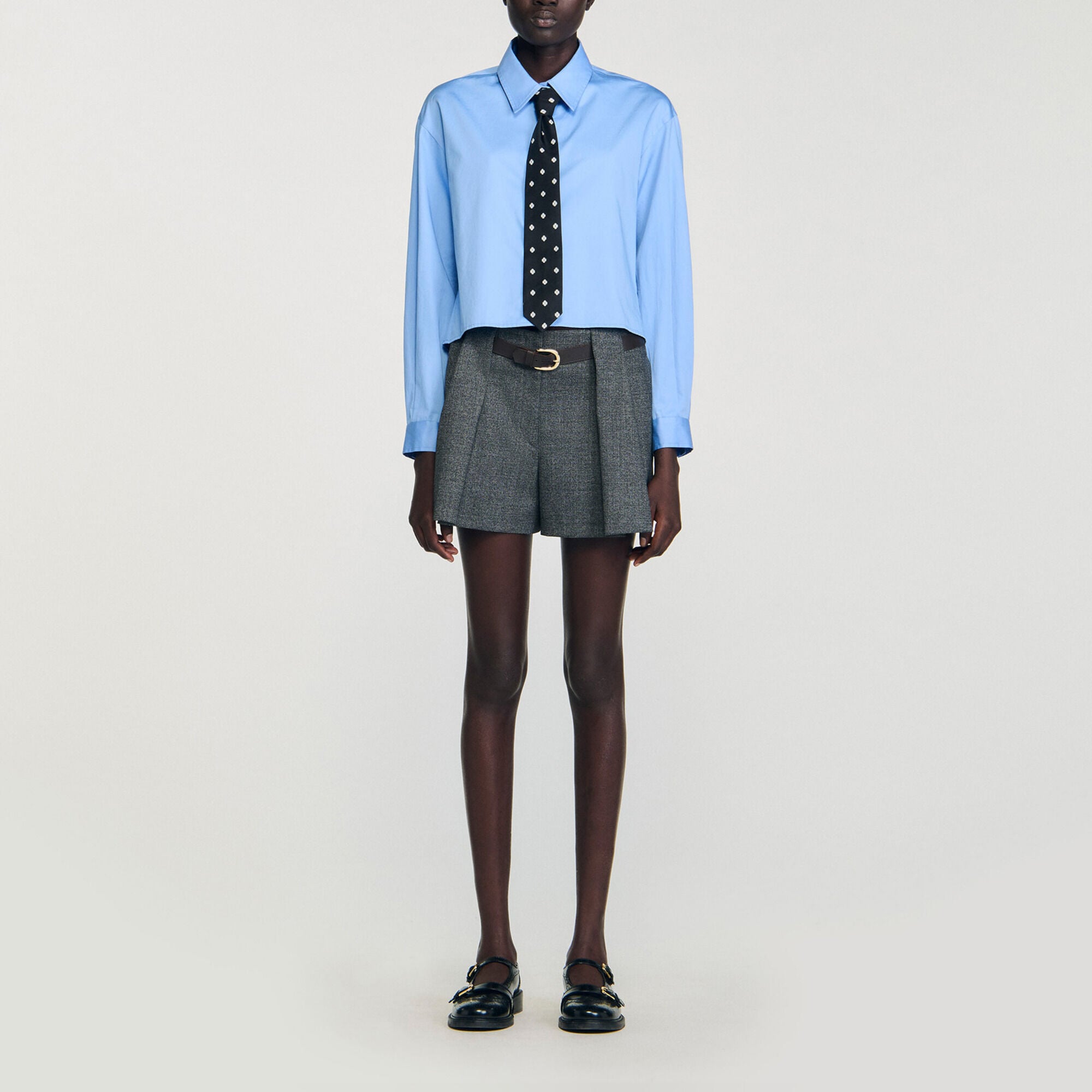 Camisa corta con corbata extra&iacute;ble - Mujer | Sandro