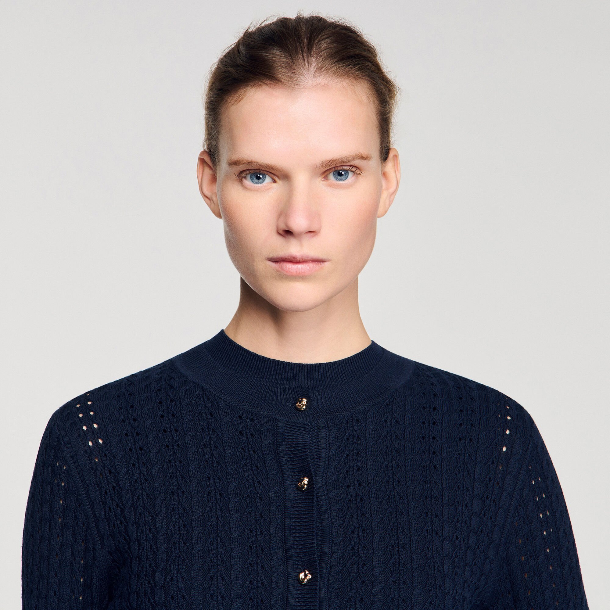 C&aacute;rdigan corto de punto texturizado