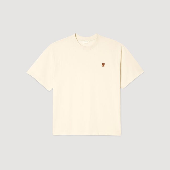 Camiseta con logotipo de cuero