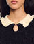Top fruncido con cuello en contraste