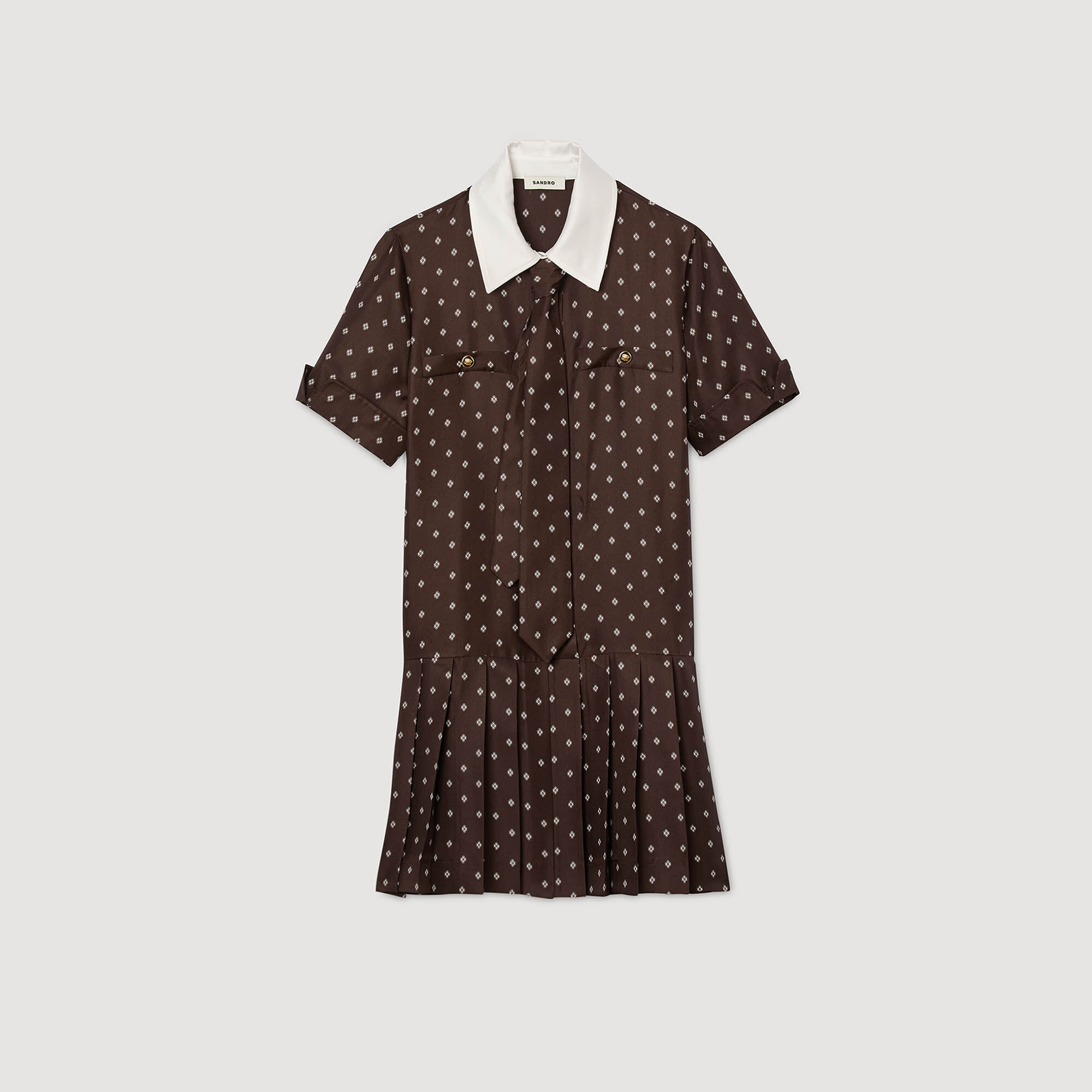 Vestido corto satinado estampado