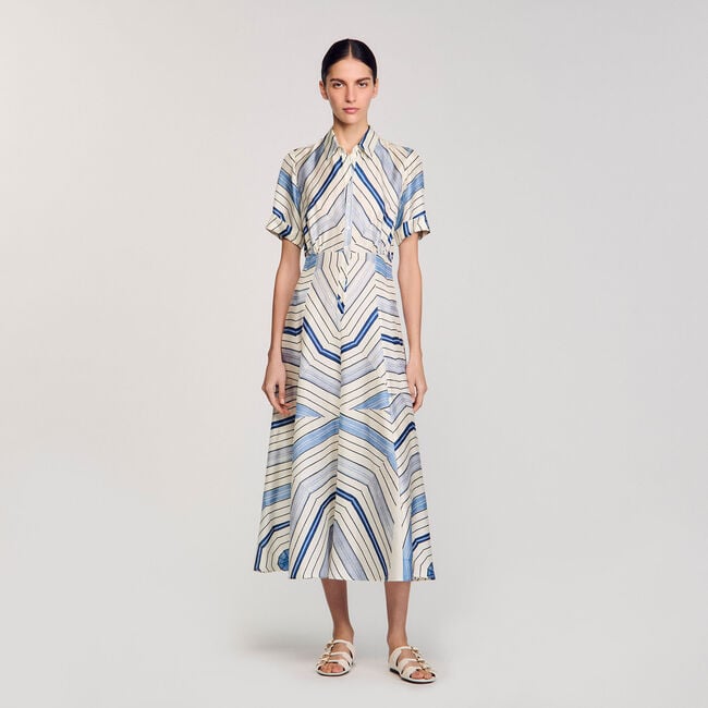 Vestido midi de seda con espirales