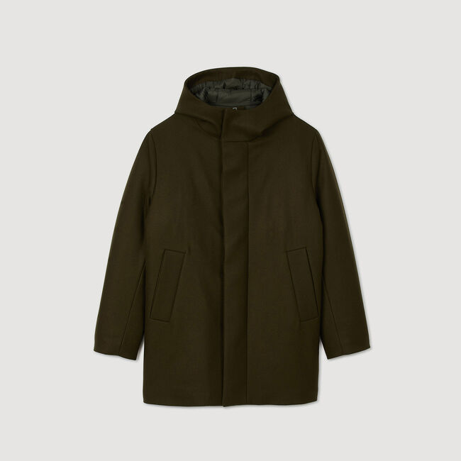 Parka de lana con capucha