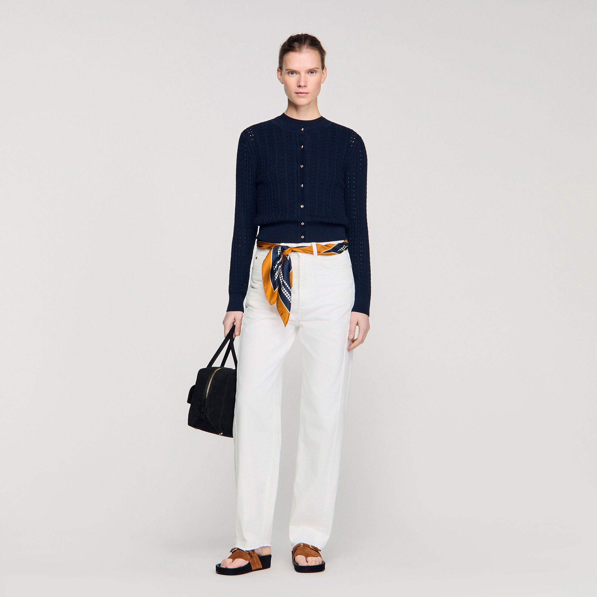 C&aacute;rdigan corto de punto texturizado